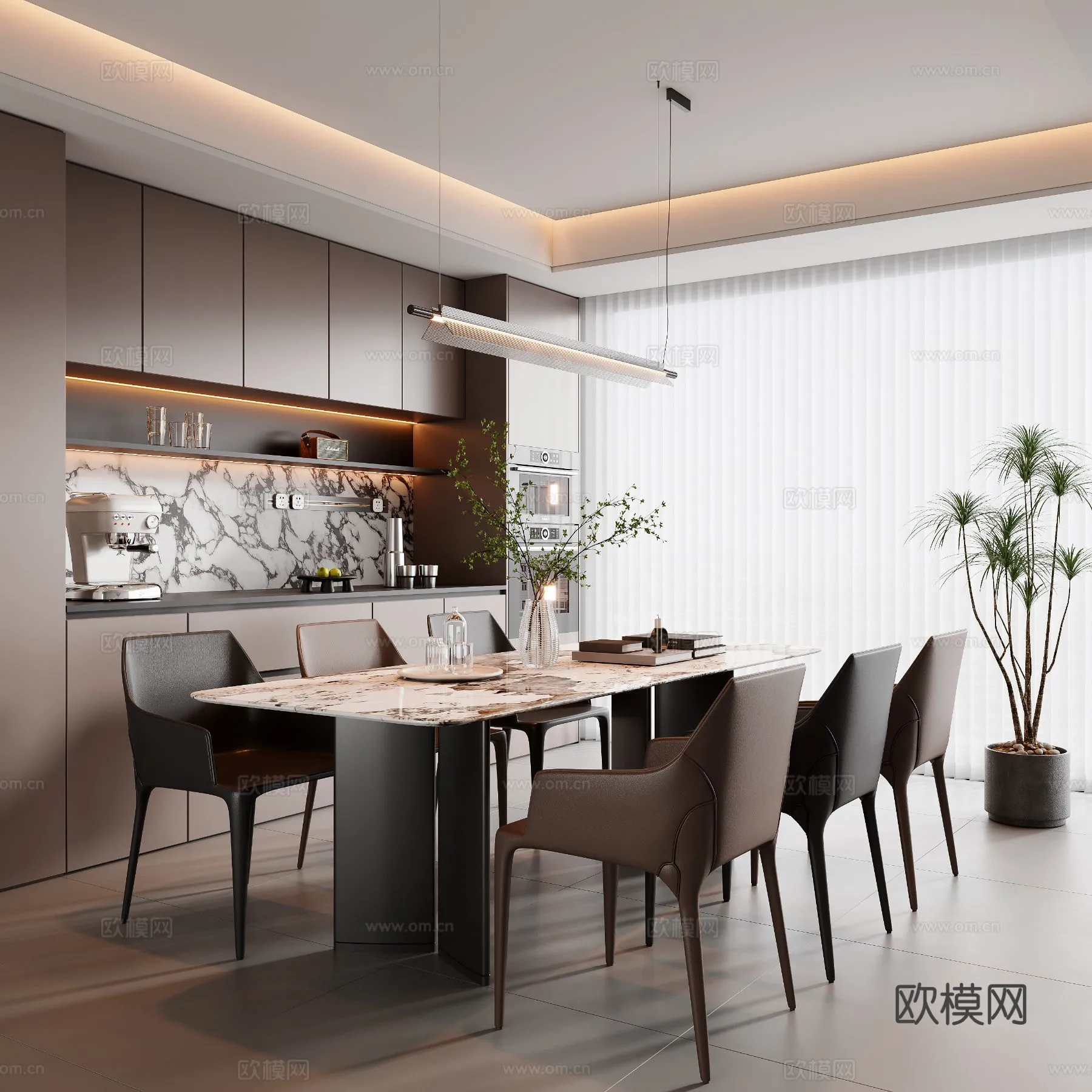 DINING ROOM SETS - 3D Model For Interior Design - 10792