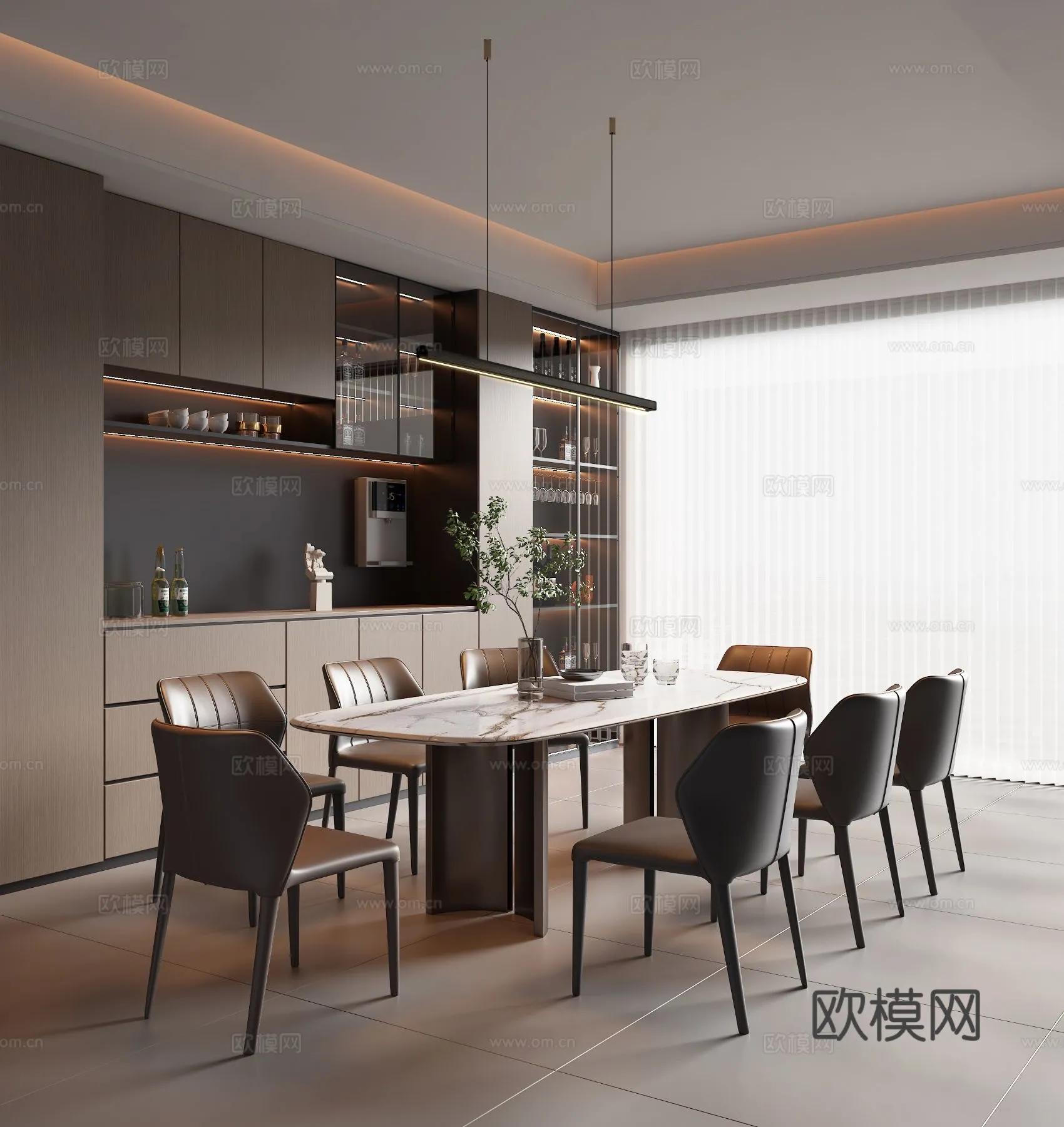 DINING ROOM SETS - 3D Model For Interior Design - 10795