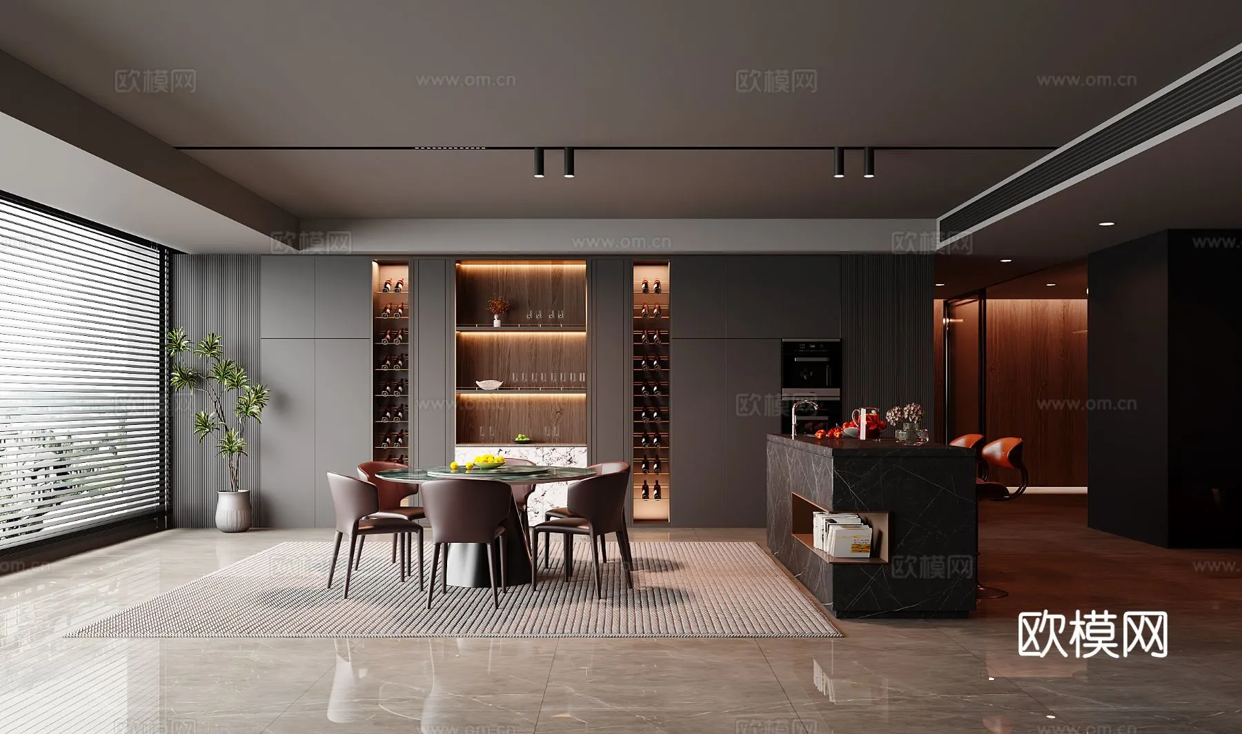 DINING ROOM SETS - 3D Model For Interior Design - 10798