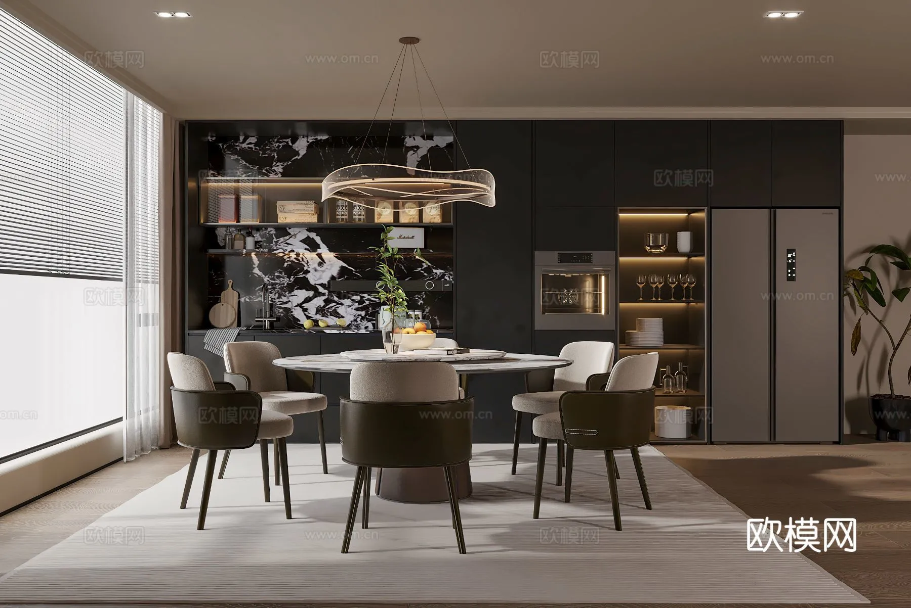 DINING ROOM SETS - 3D Model For Interior Design - 10801