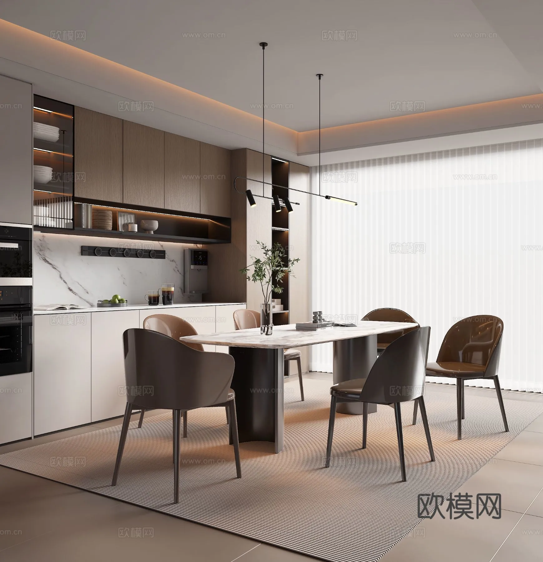 DINING ROOM SETS - 3D Model For Interior Design - 10803