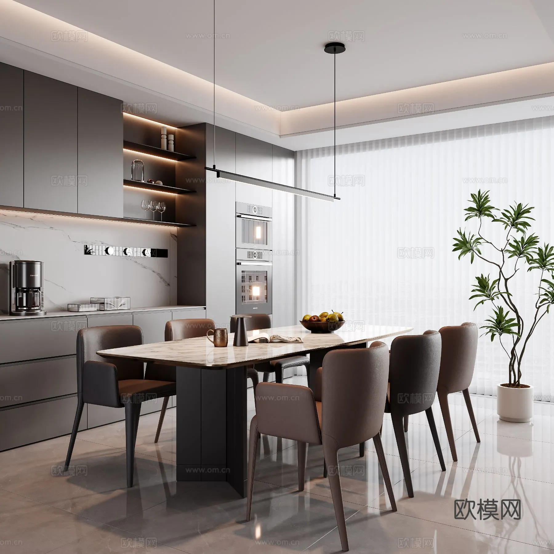 DINING ROOM SETS - 3D Model For Interior Design - 10805