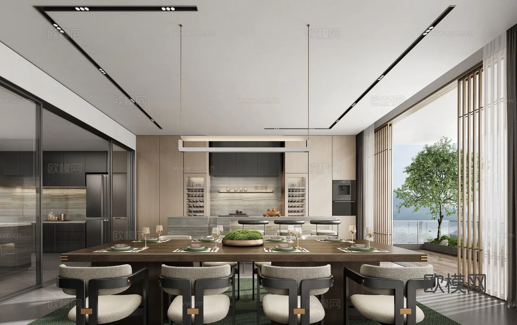 DINING ROOM SETS - 3D Model For Interior Design - 10808