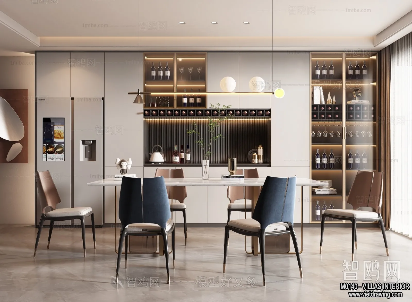 Dining Room - Villas 3D Interior Scene - 3D Models - 001