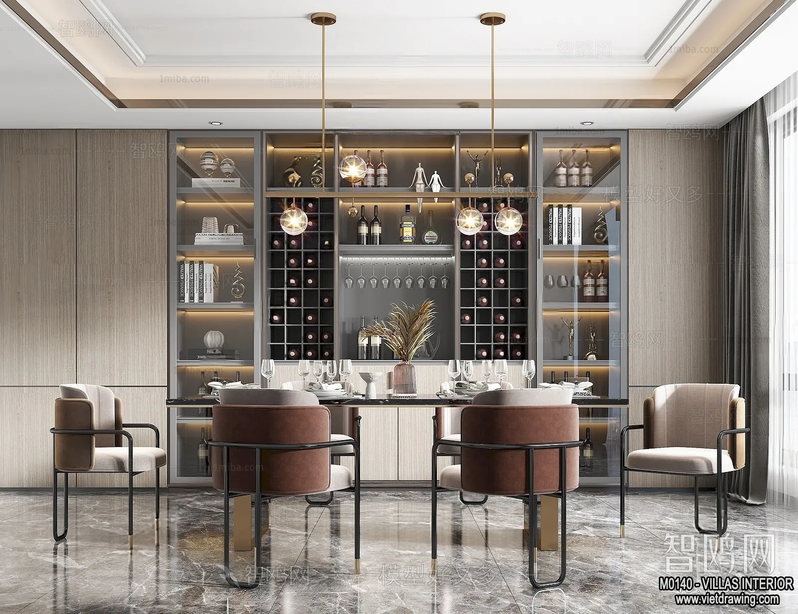 Dining Room - Villas 3D Interior Scene - 3D Models - 005