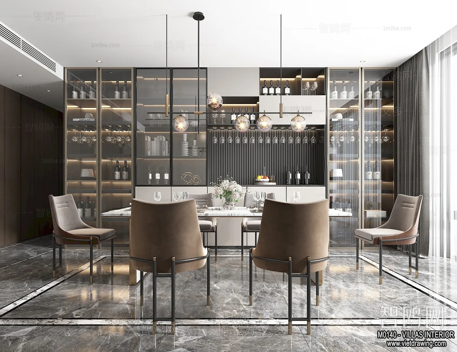 Dining Room - Villas 3D Interior Scene - 3D Models - 006