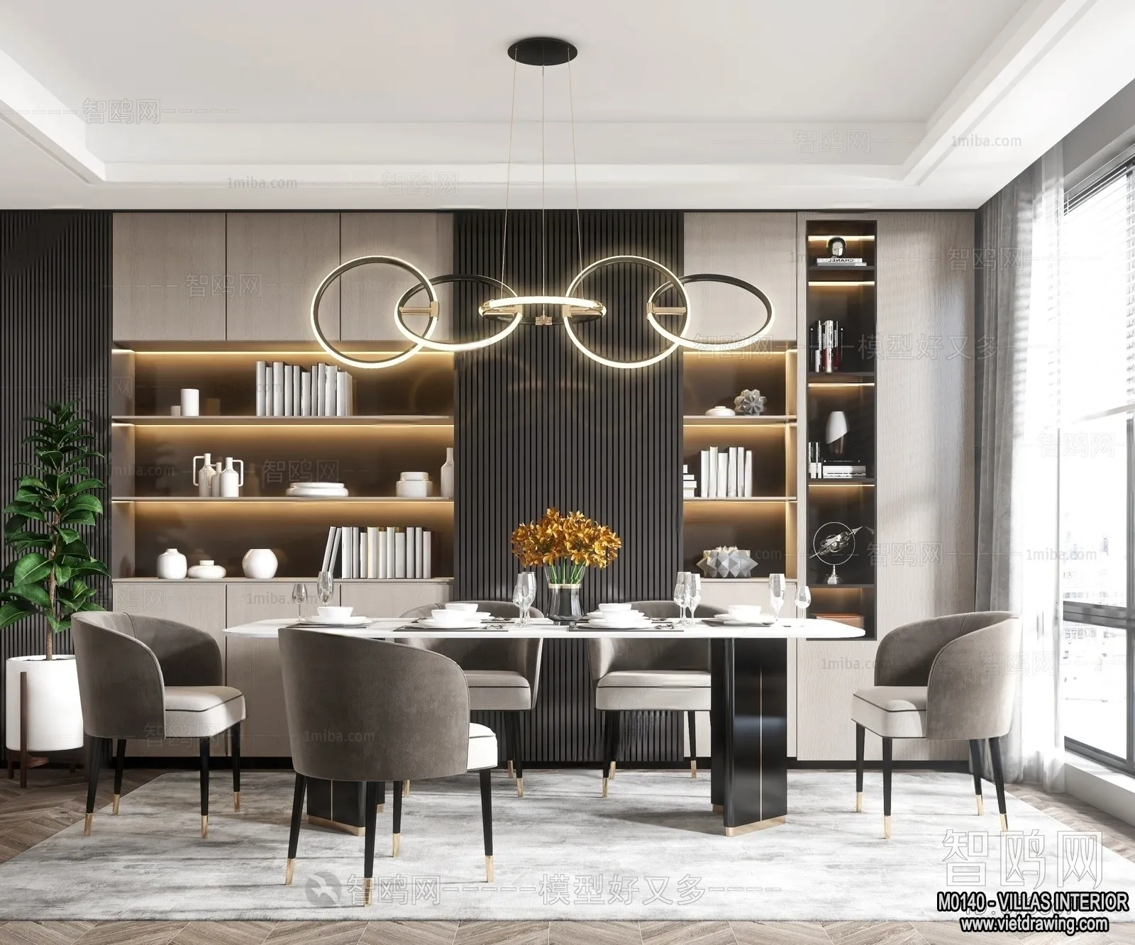 Dining Room - Villas 3D Interior Scene - 3D Models - 007