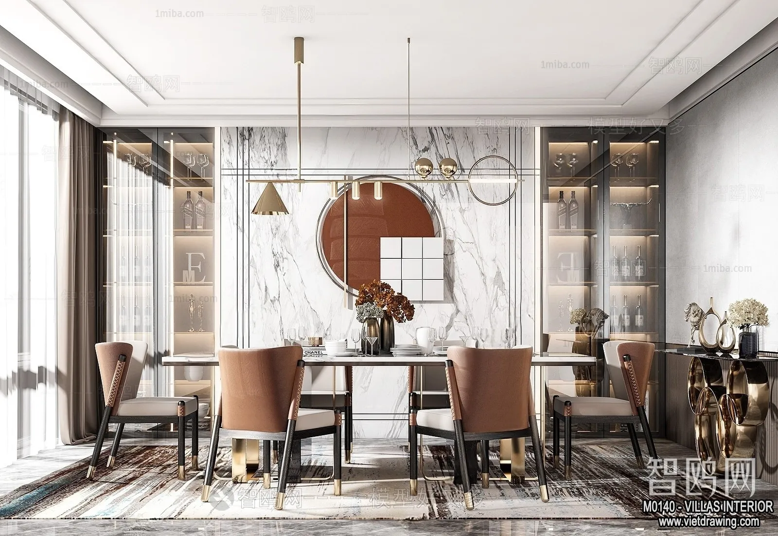 Dining Room - Villas 3D Interior Scene - 3D Models - 008