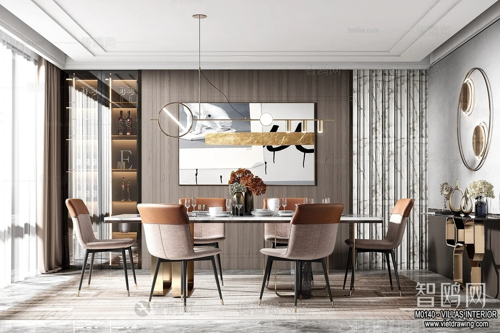 Dining Room - Villas 3D Interior Scene - 3D Models - 009