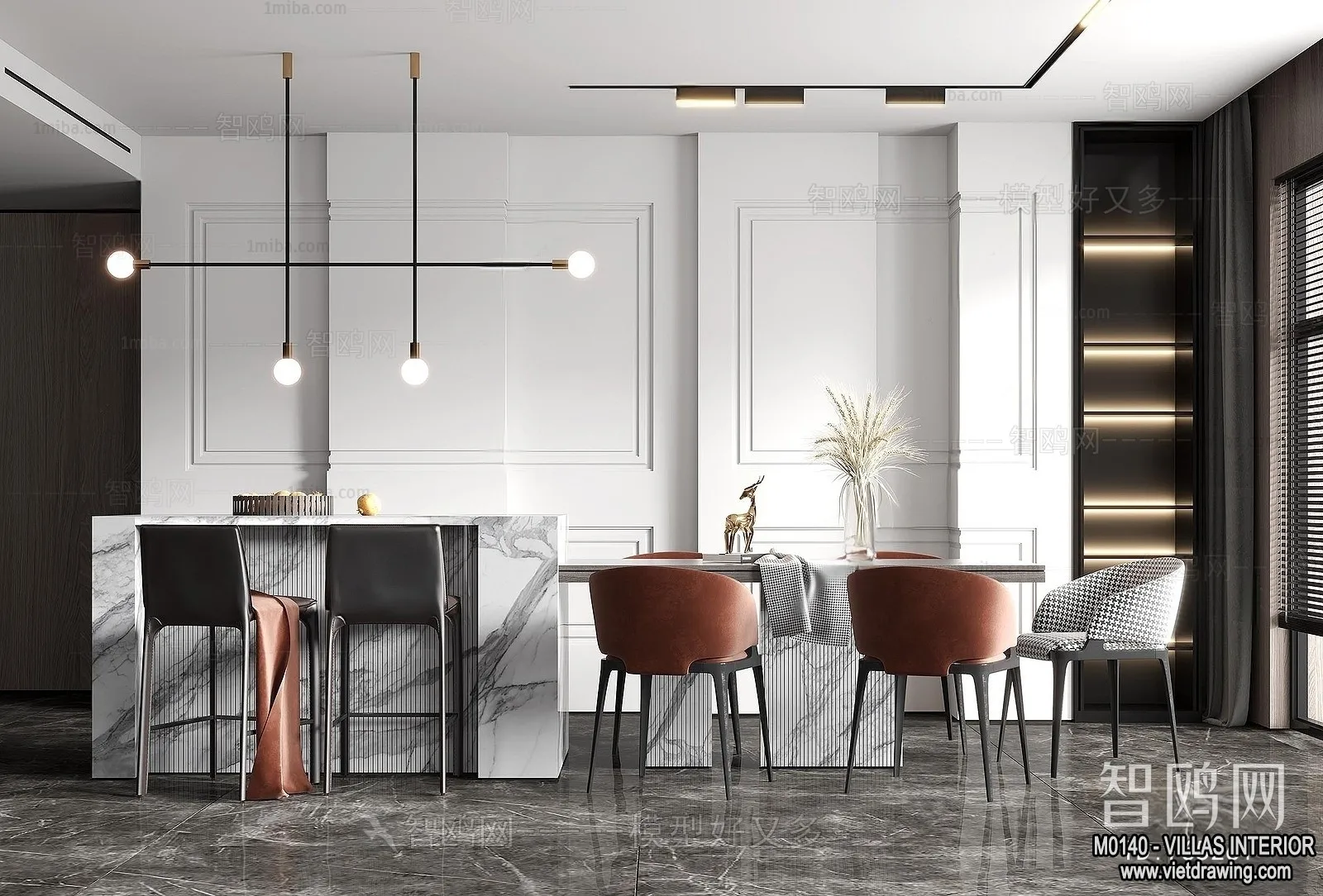 Dining Room - Villas 3D Interior Scene - 3D Models - 010