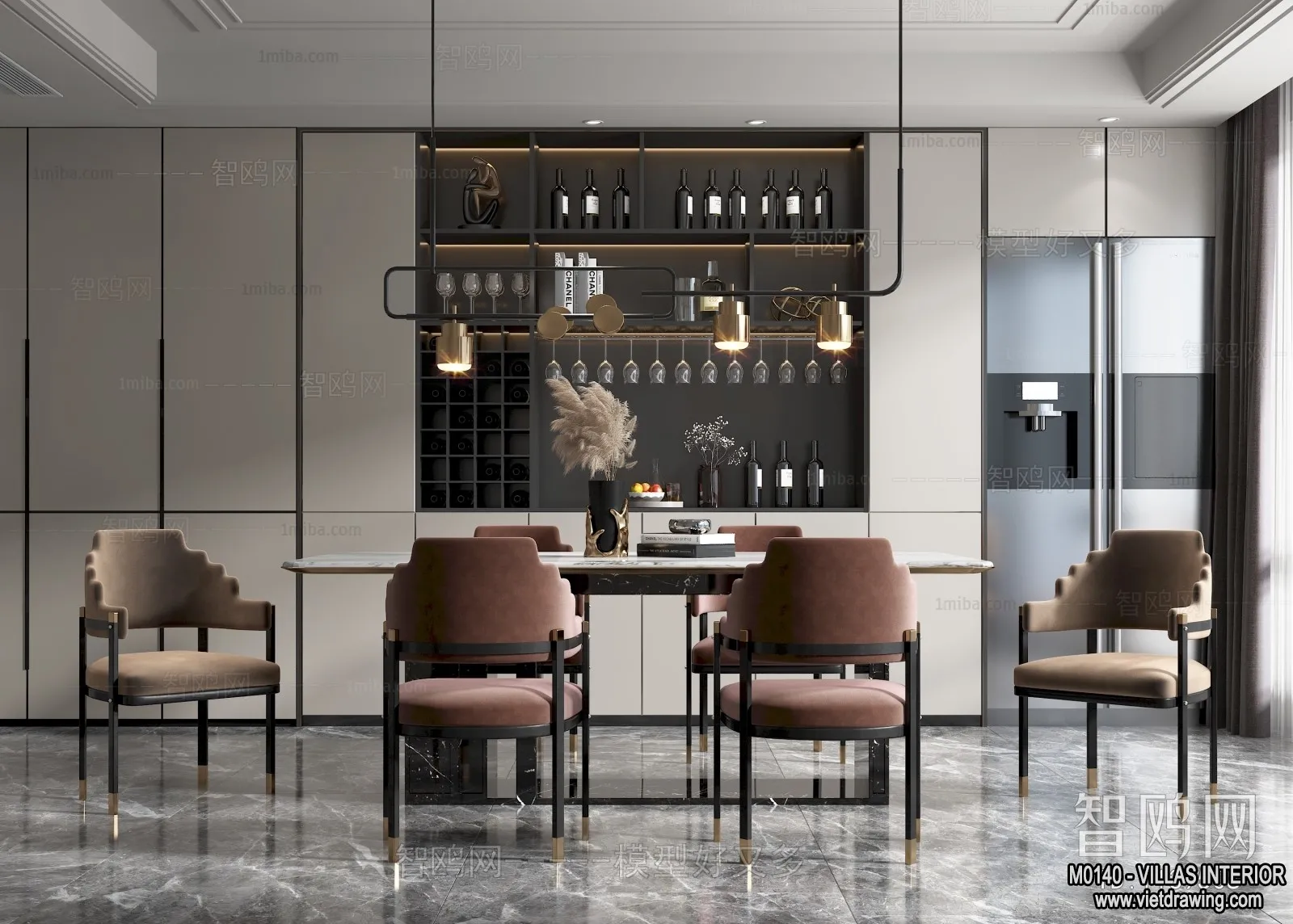 Dining Room - Villas 3D Interior Scene - 3D Models - 011