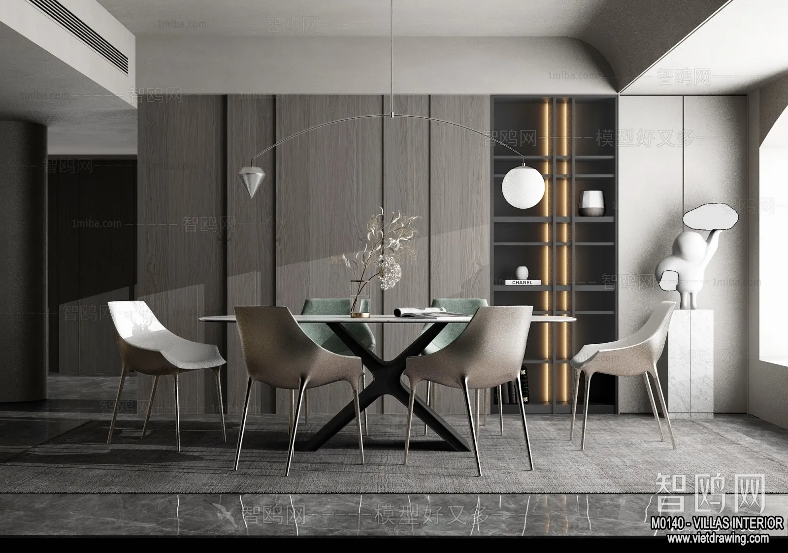 Dining Room - Villas 3D Interior Scene - 3D Models - 012