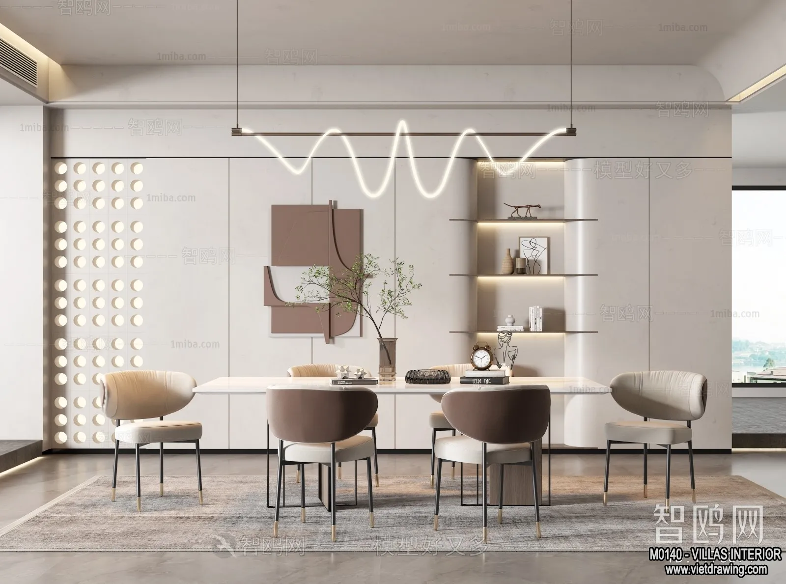 Dining Room - Villas 3D Interior Scene - 3D Models - 013