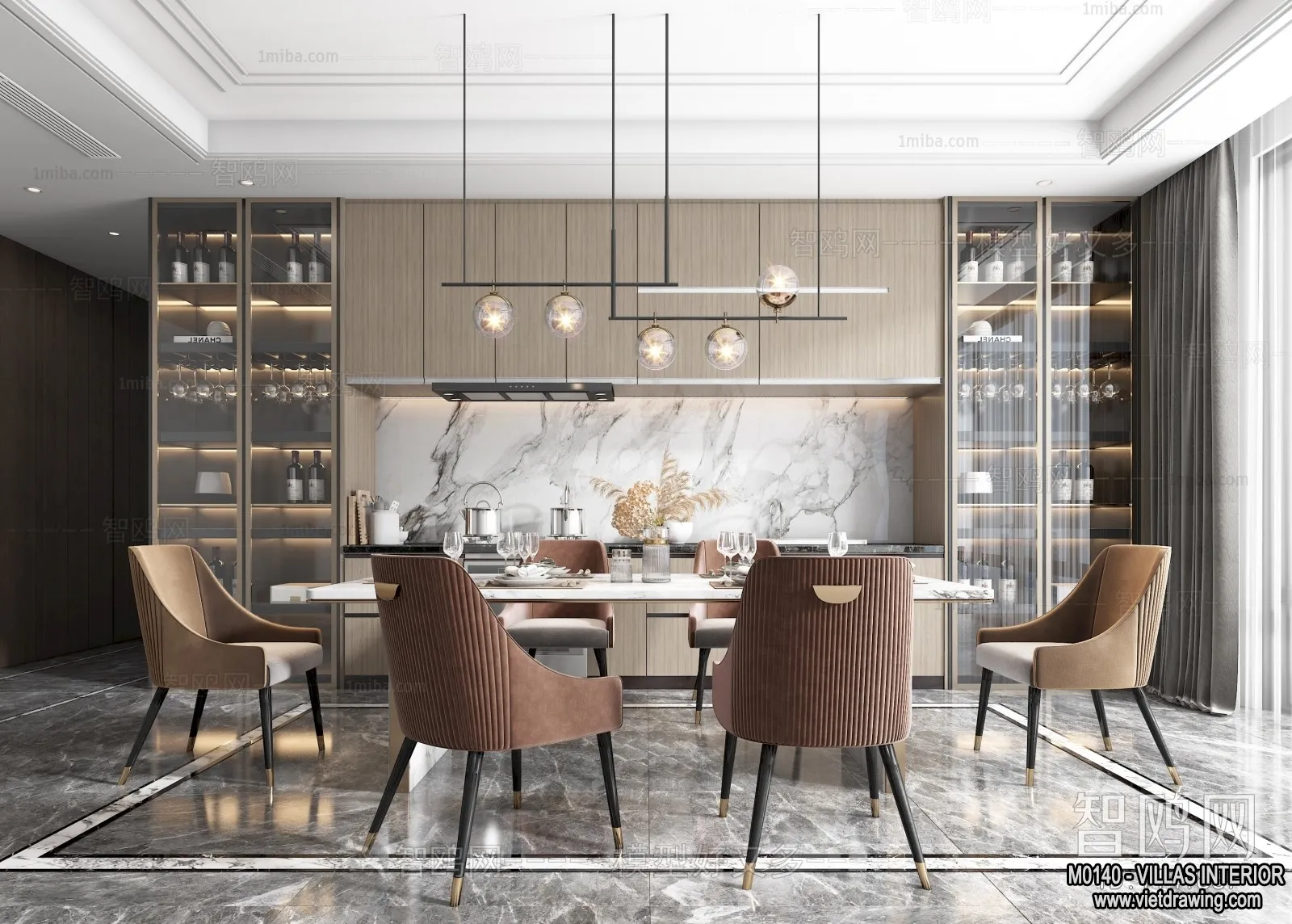 Dining Room - Villas 3D Interior Scene - 3D Models - 014