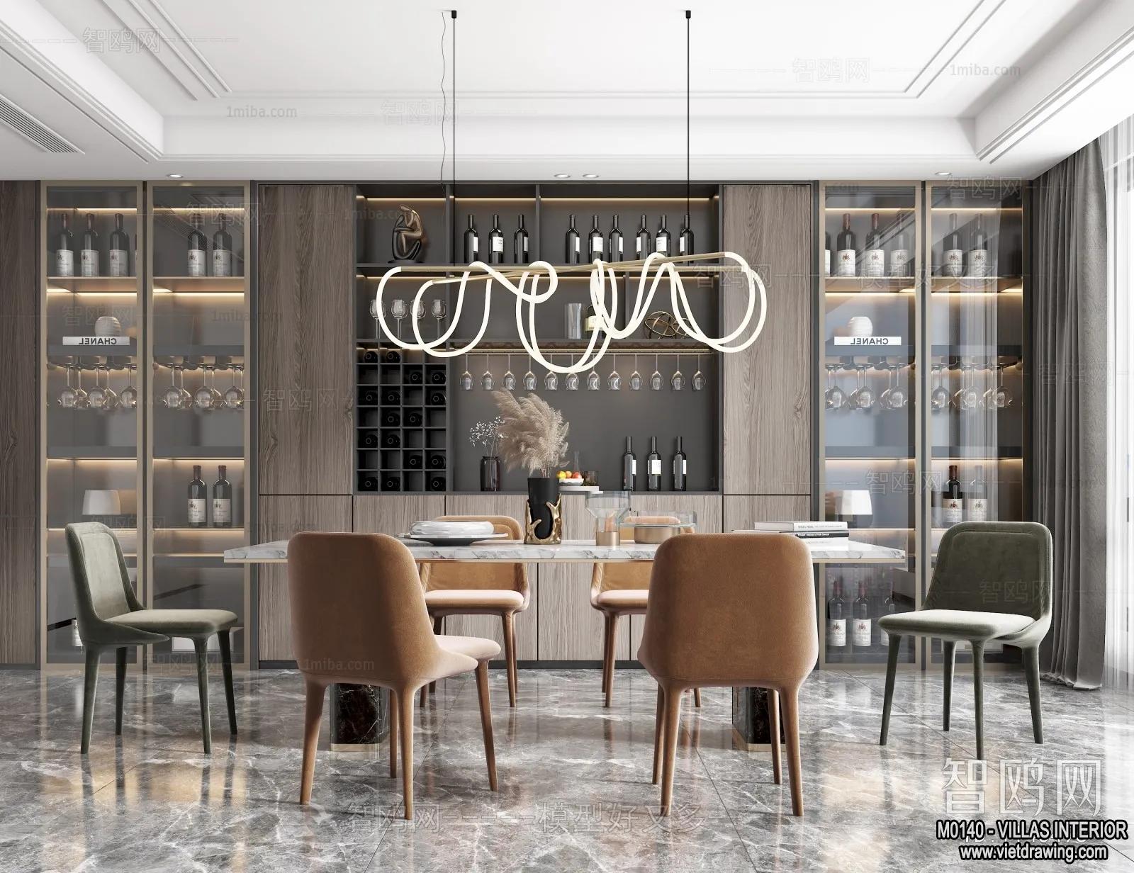 Dining Room - Villas 3D Interior Scene - 3D Models - 015
