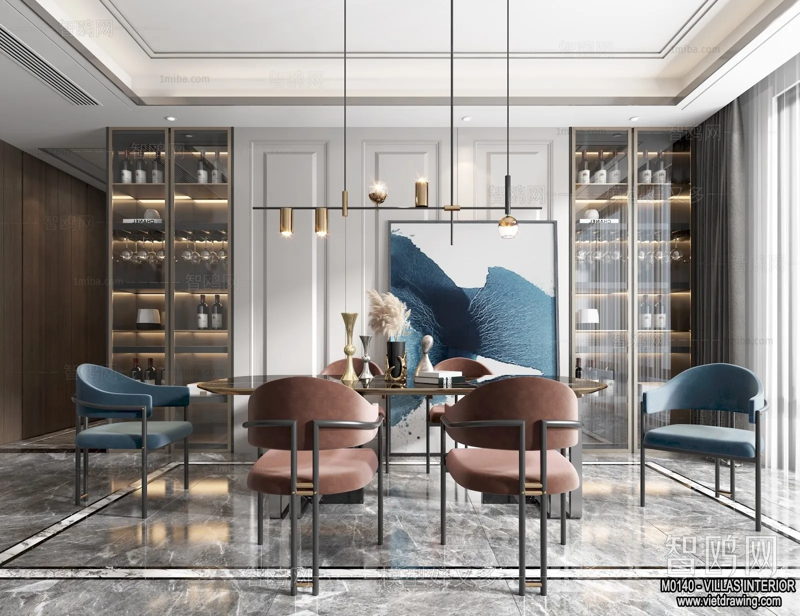 Dining Room - Villas 3D Interior Scene - 3D Models - 016