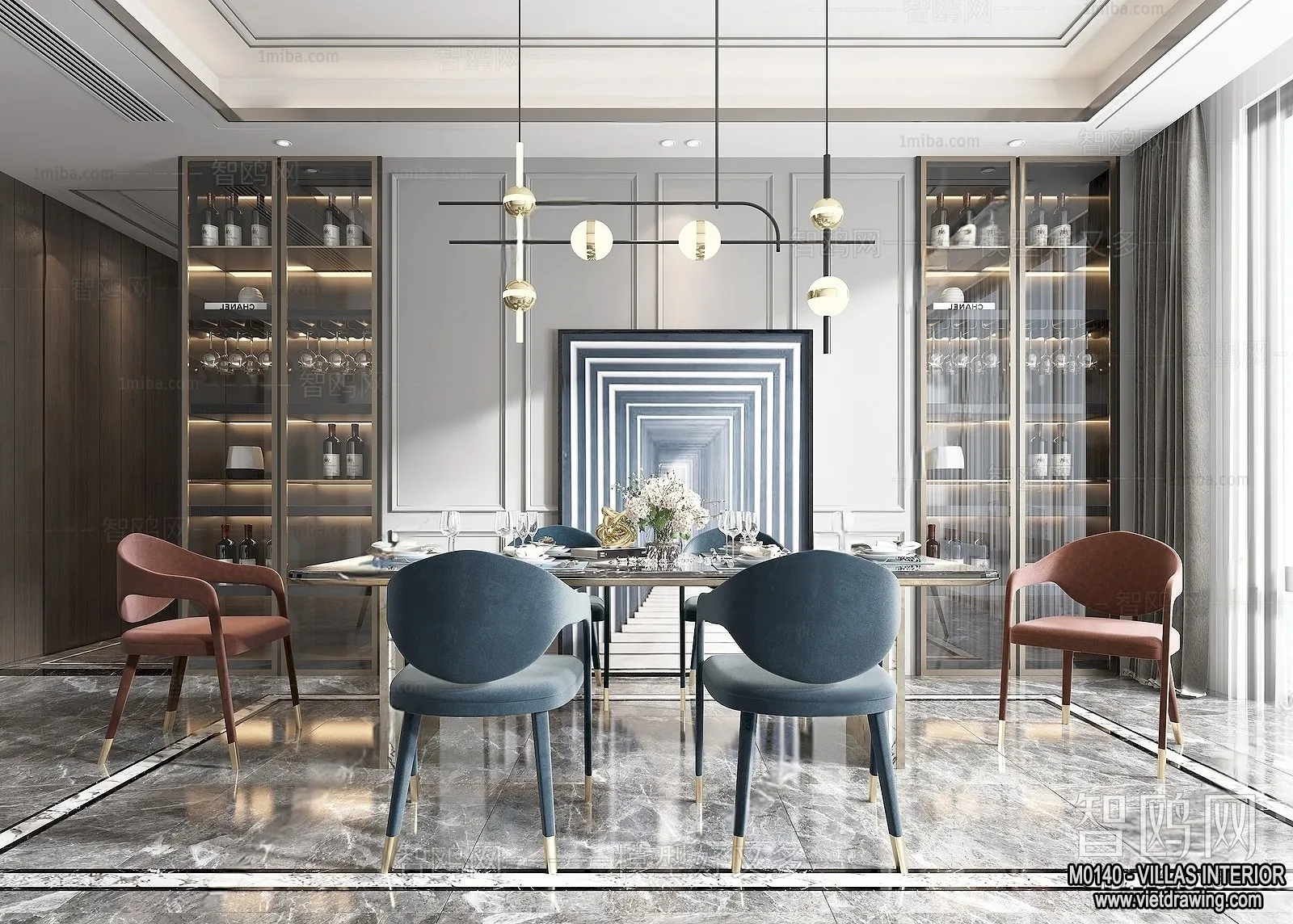 Dining Room - Villas 3D Interior Scene - 3D Models - 017