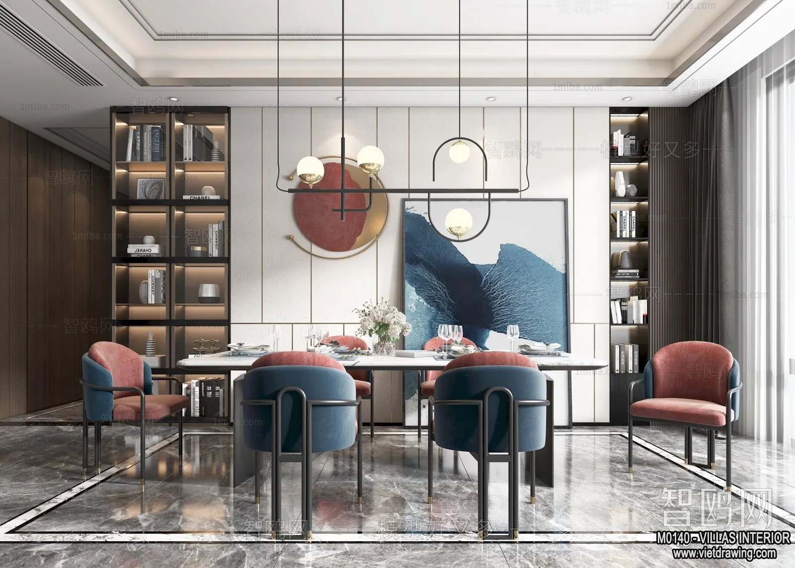 Dining Room - Villas 3D Interior Scene - 3D Models - 019