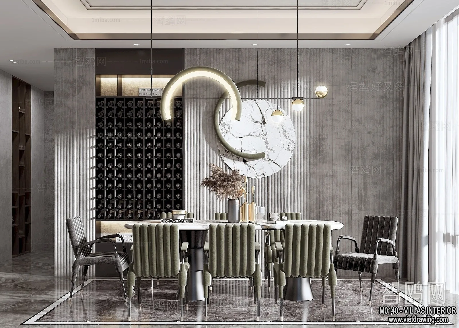 Dining Room - Villas 3D Interior Scene - 3D Models - 022