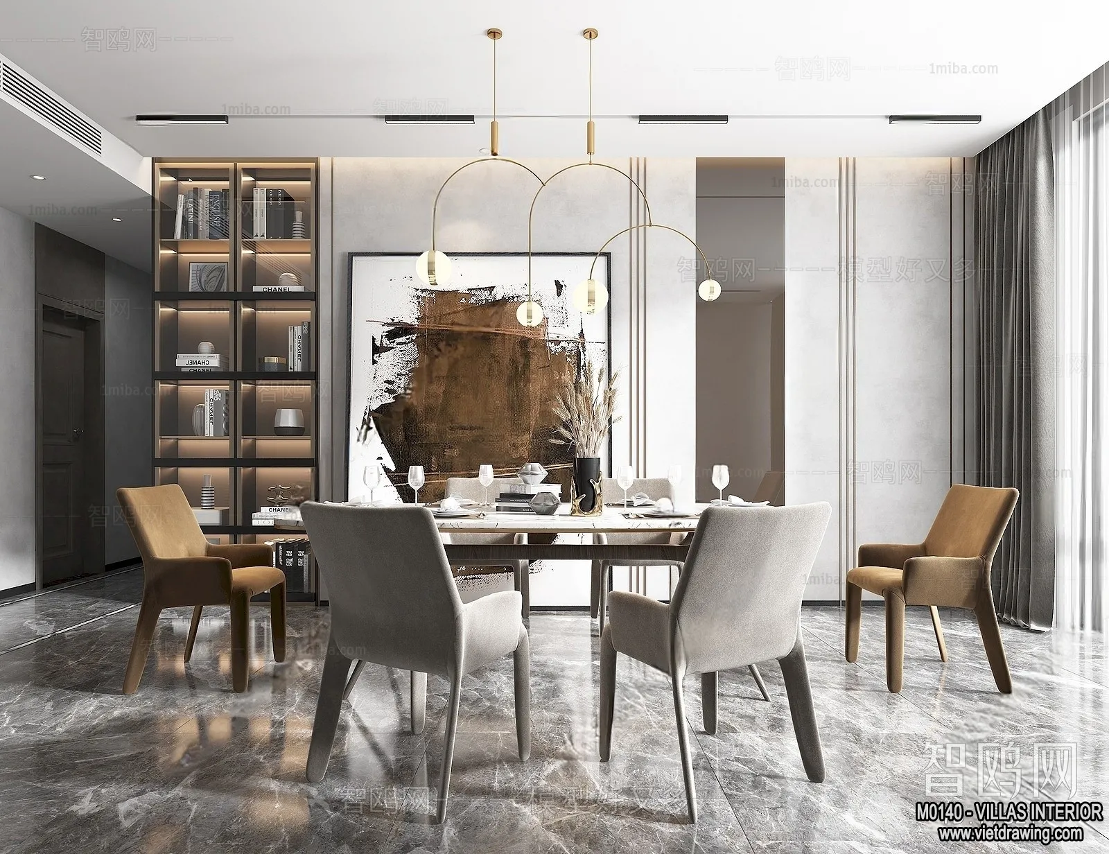 Dining Room - Villas 3D Interior Scene - 3D Models - 023