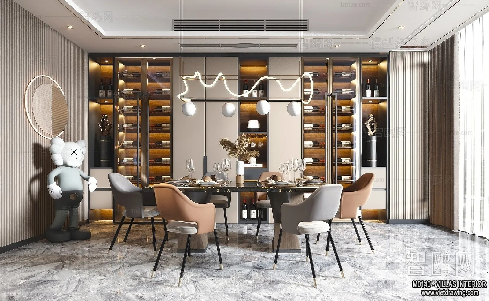 Dining Room - Villas 3D Interior Scene - 3D Models - 026