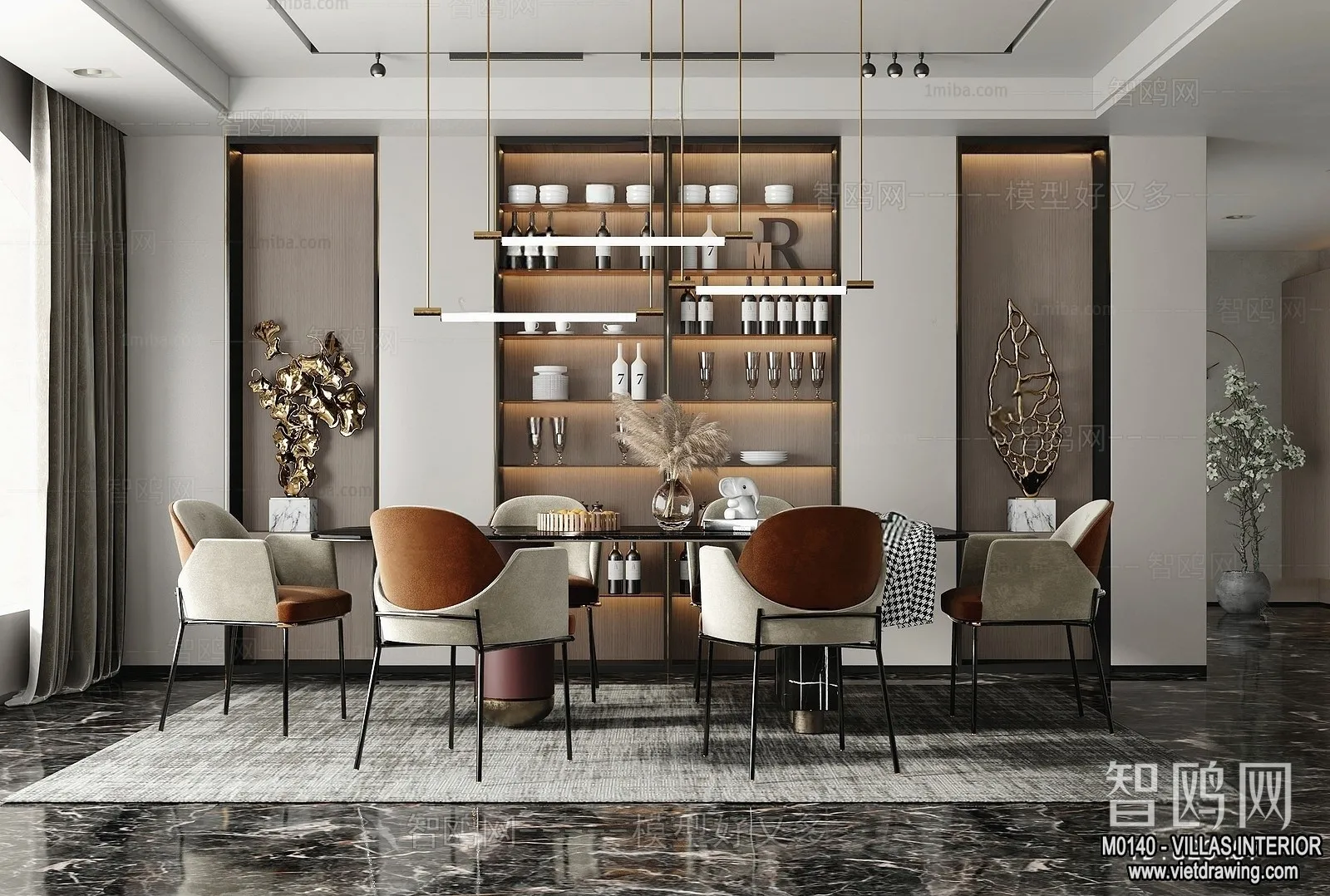 Dining Room - Villas 3D Interior Scene - 3D Models - 027