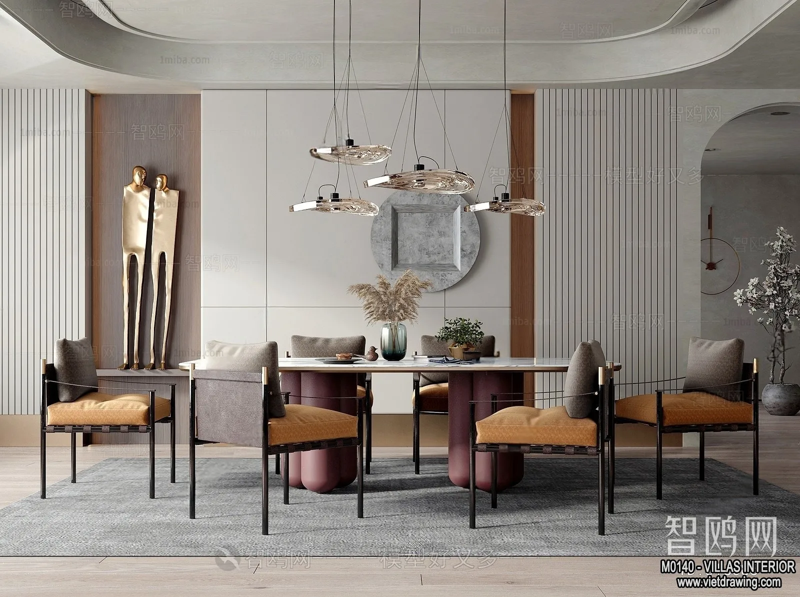 Dining Room - Villas 3D Interior Scene - 3D Models - 028