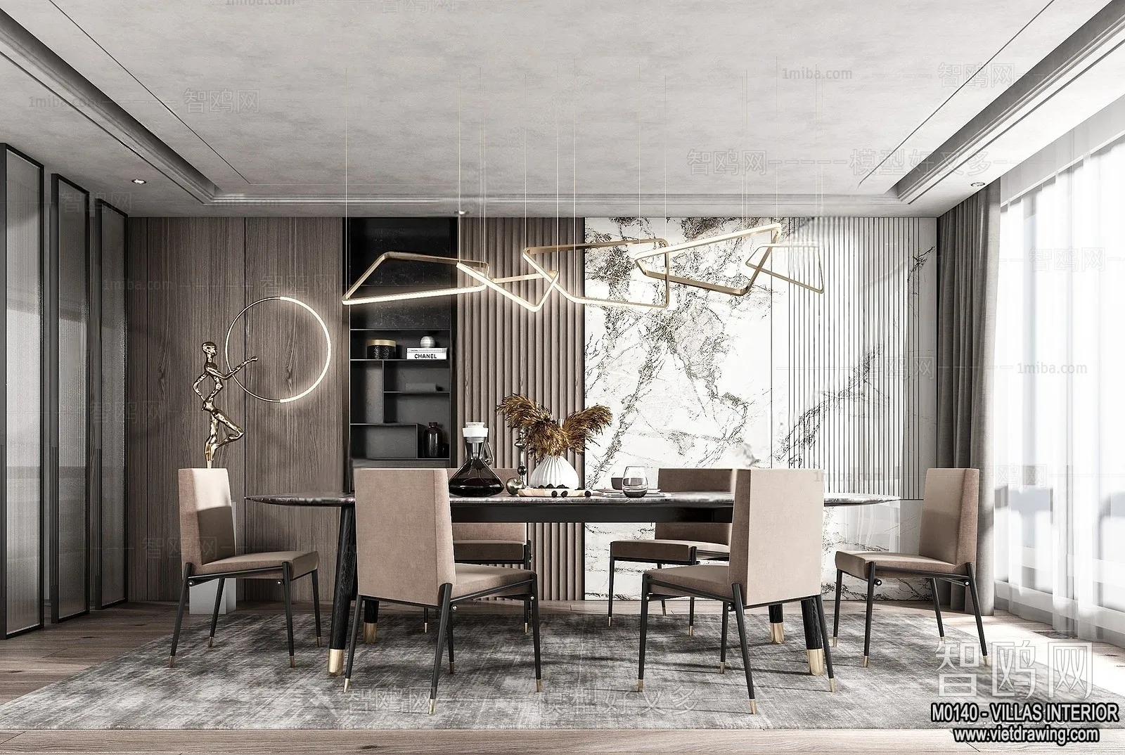 Dining Room - Villas 3D Interior Scene - 3D Models - 030