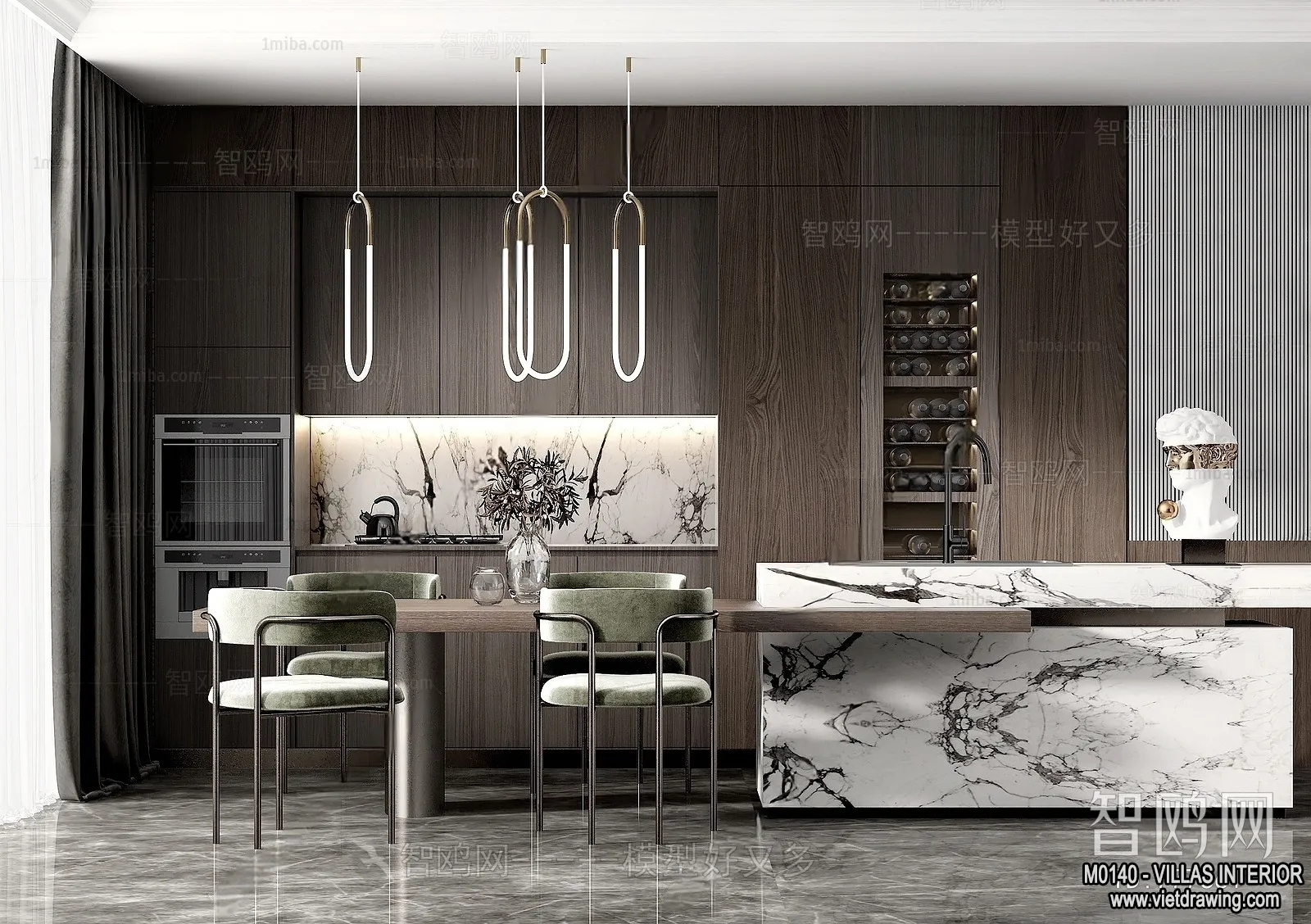 Dining Room - Villas 3D Interior Scene - 3D Models - 031