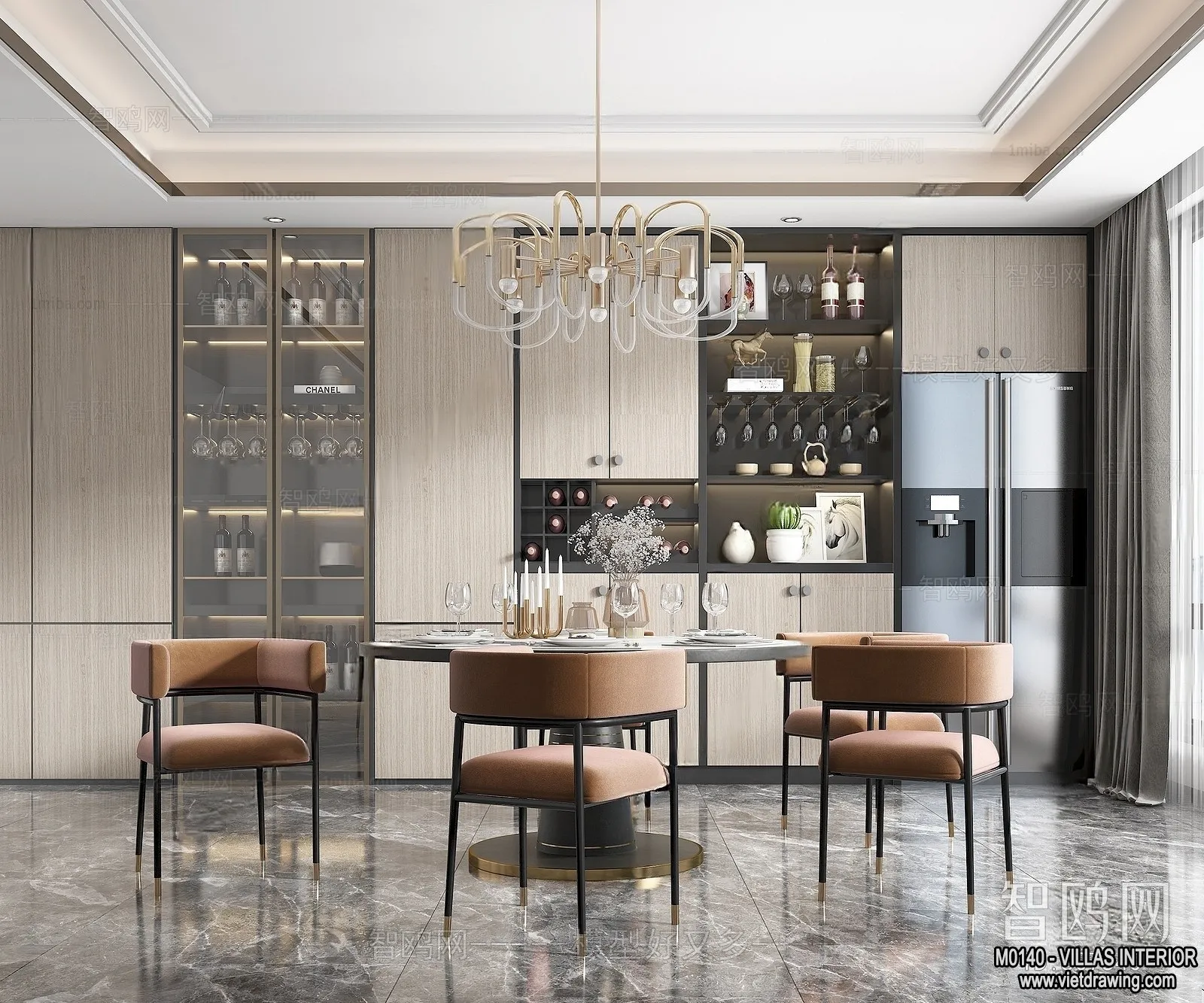 Dining Room - Villas 3D Interior Scene - 3D Models - 032