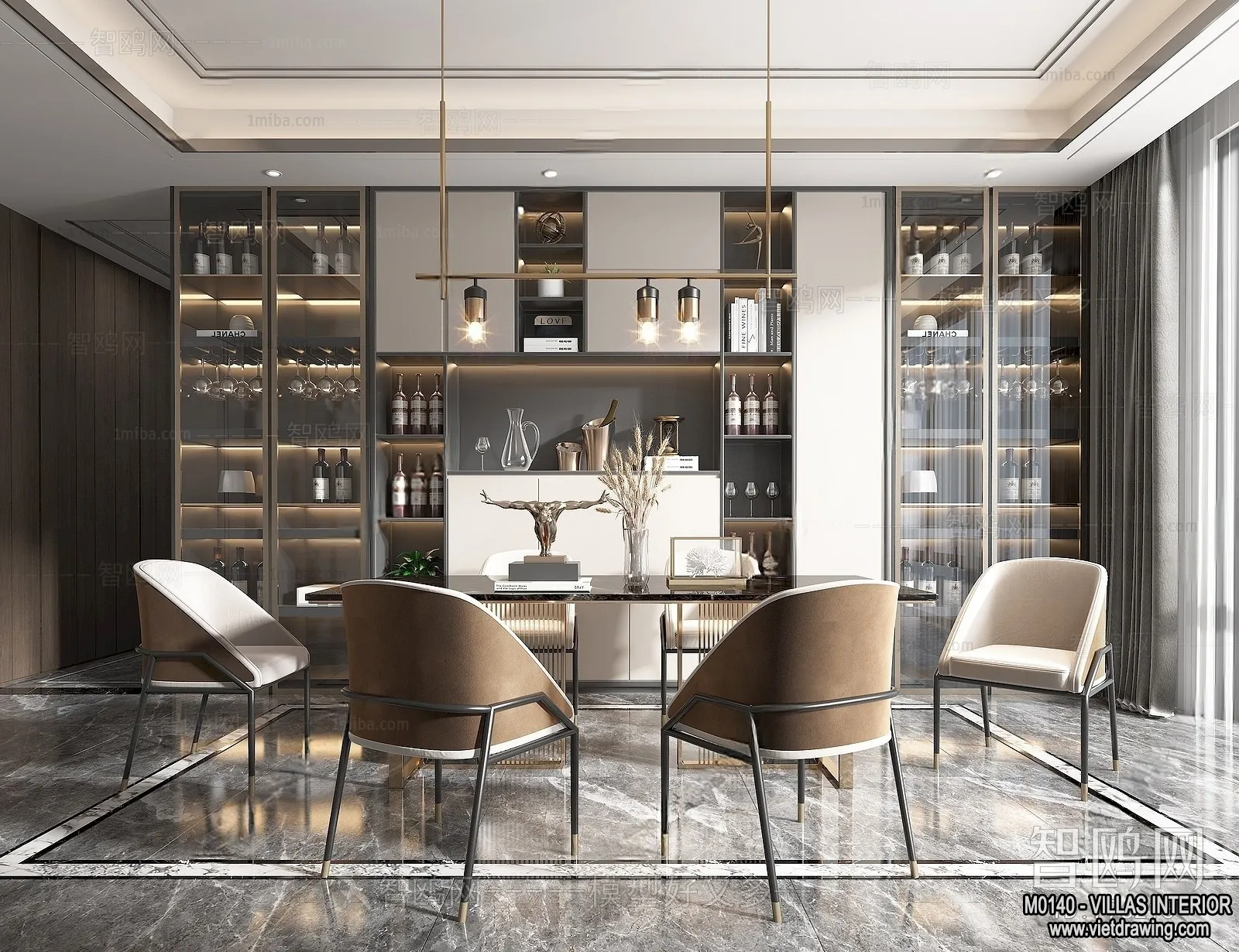 Dining Room - Villas 3D Interior Scene - 3D Models - 034