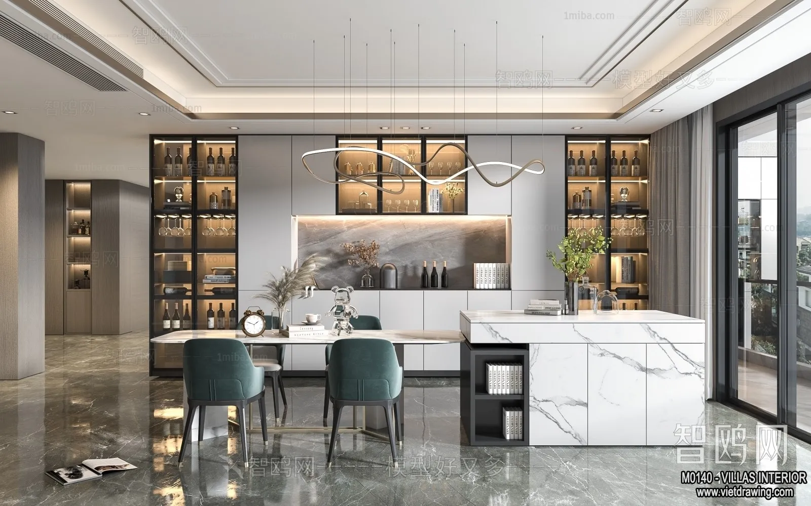 Dining Room - Villas 3D Interior Scene - 3D Models - 035