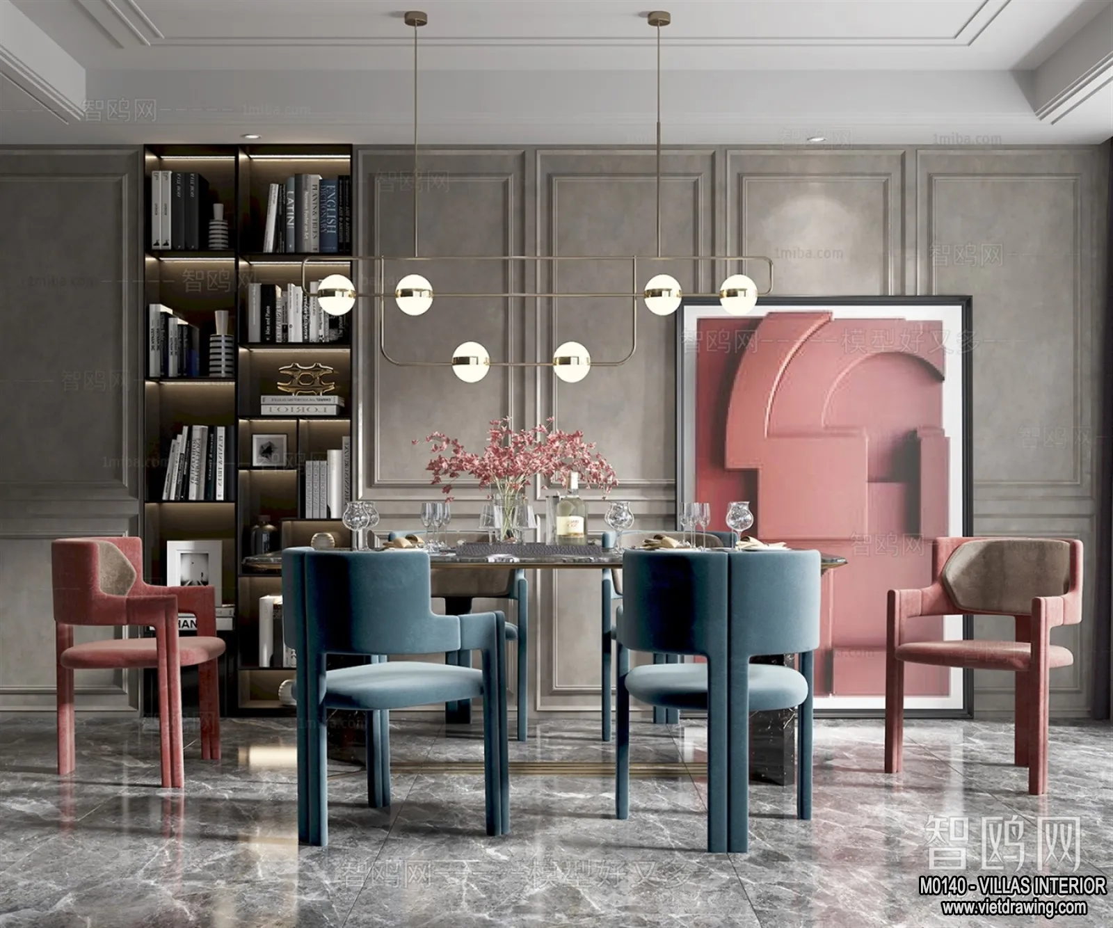 Dining Room - Villas 3D Interior Scene - 3D Models - 036