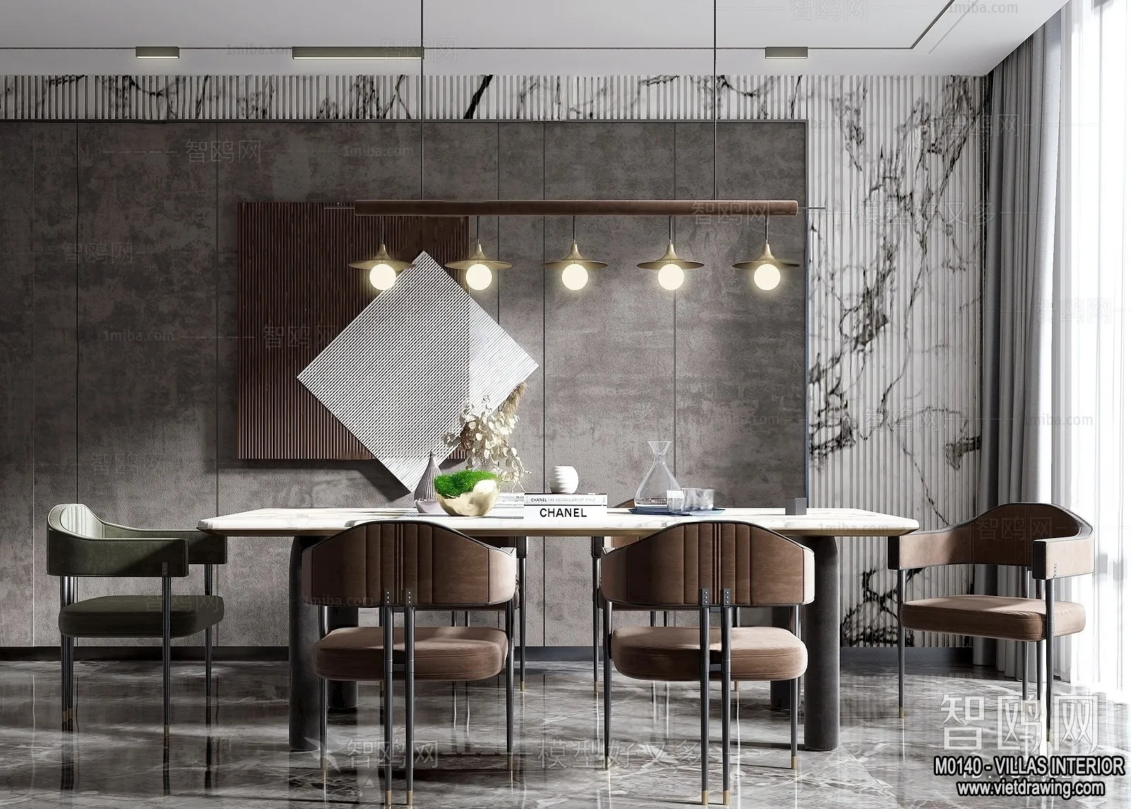 Dining Room - Villas 3D Interior Scene - 3D Models - 038