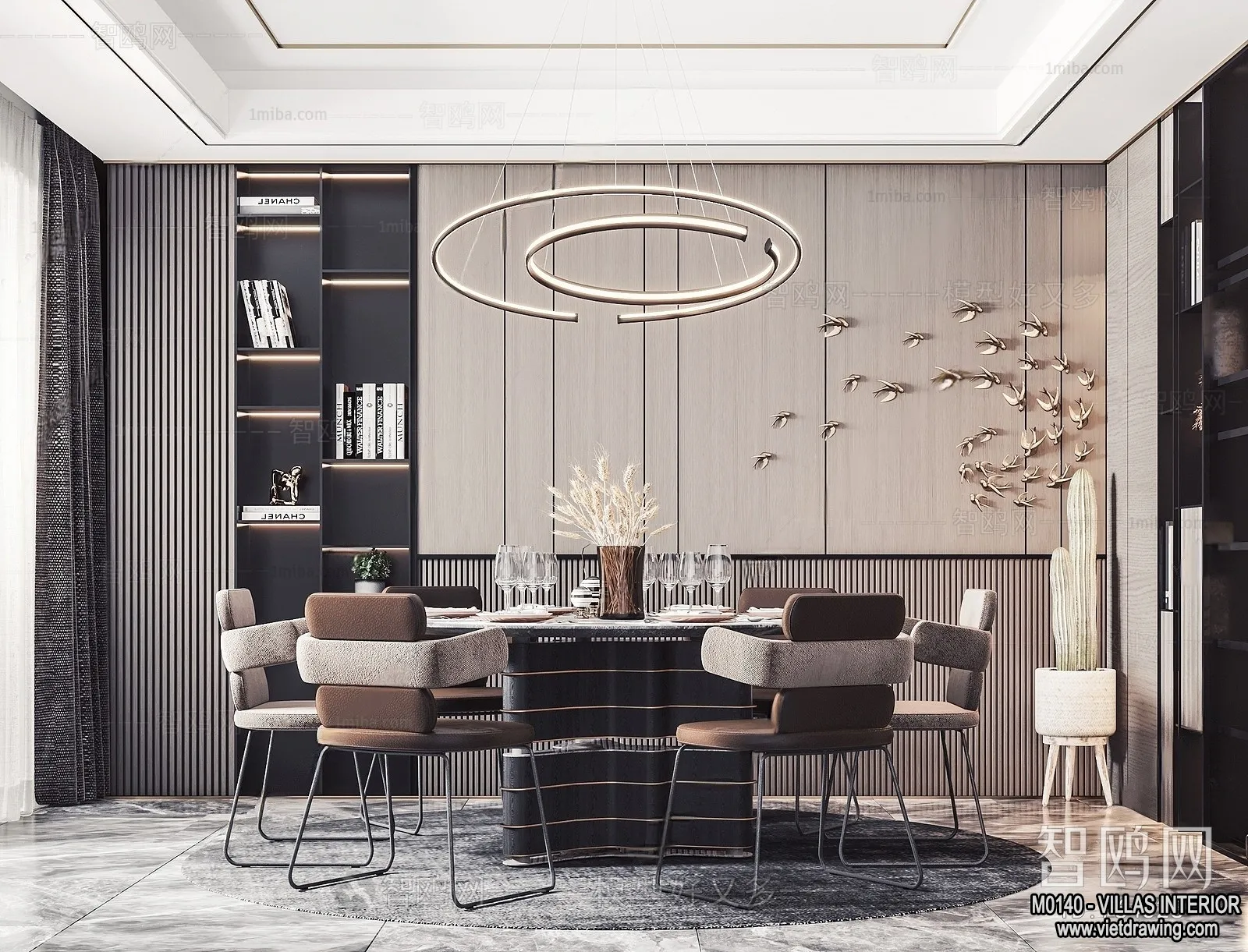 Dining Room - Villas 3D Interior Scene - 3D Models - 039