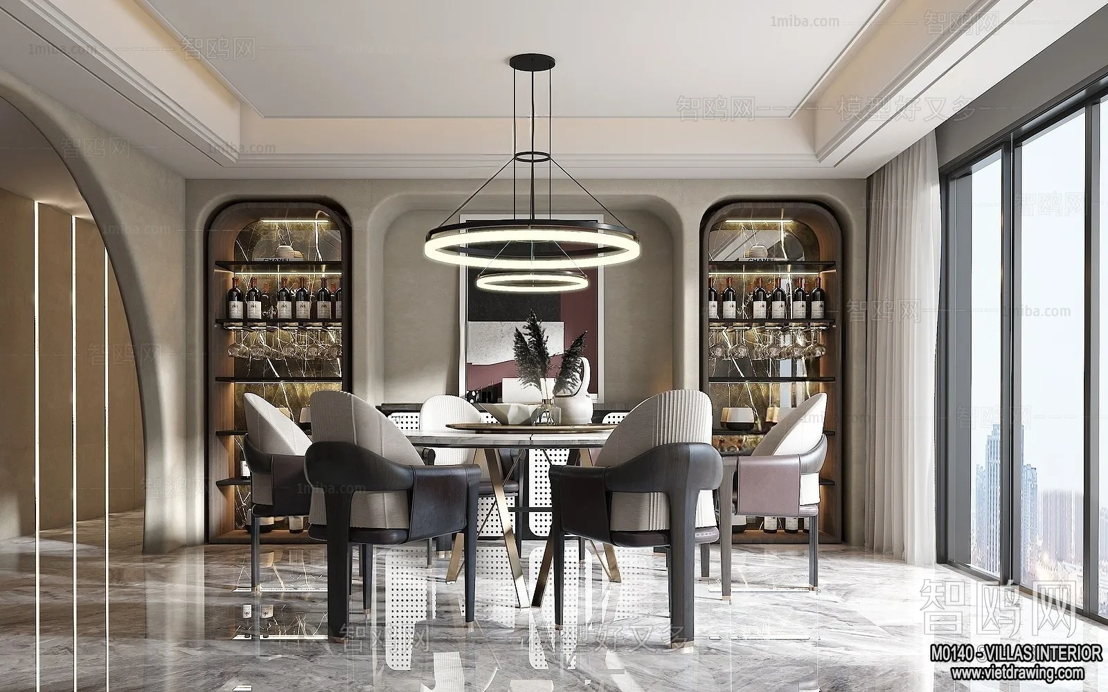 Dining Room - Villas 3D Interior Scene - 3D Models - 040