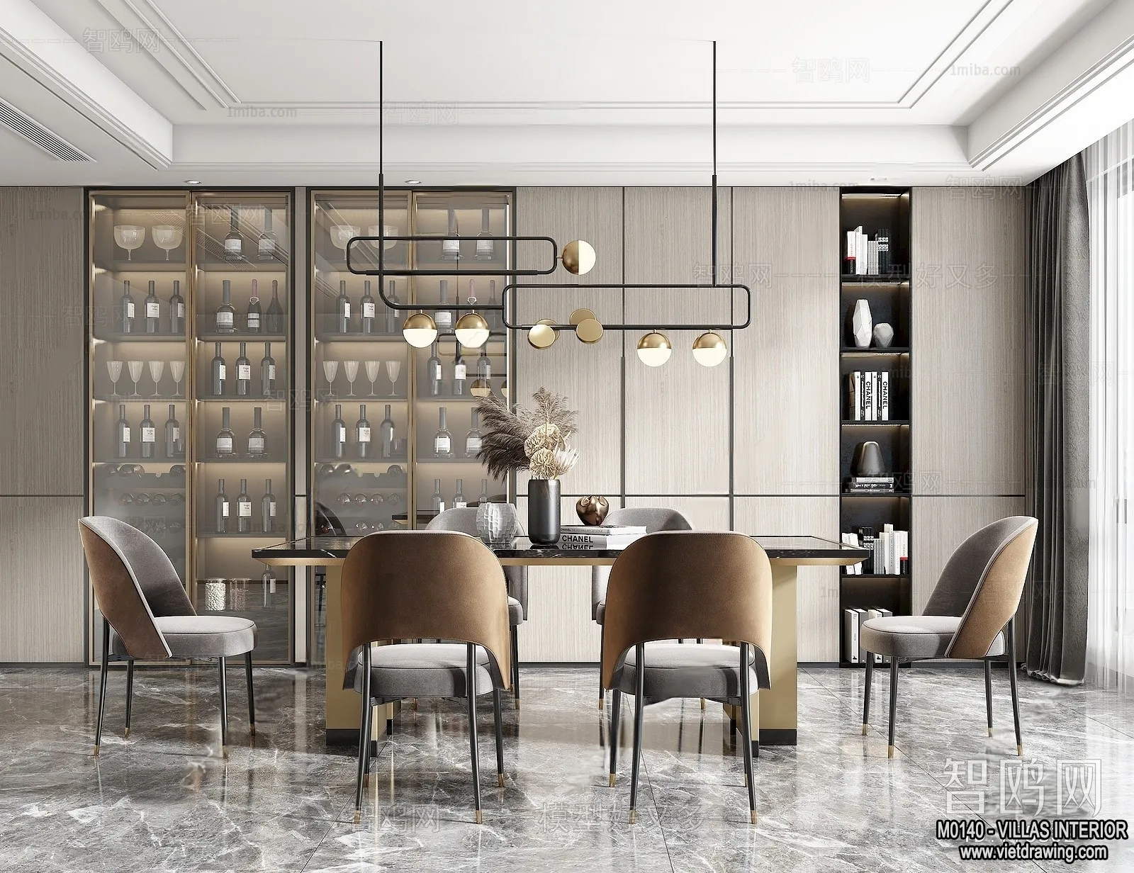 Dining Room - Villas 3D Interior Scene - 3D Models - 041