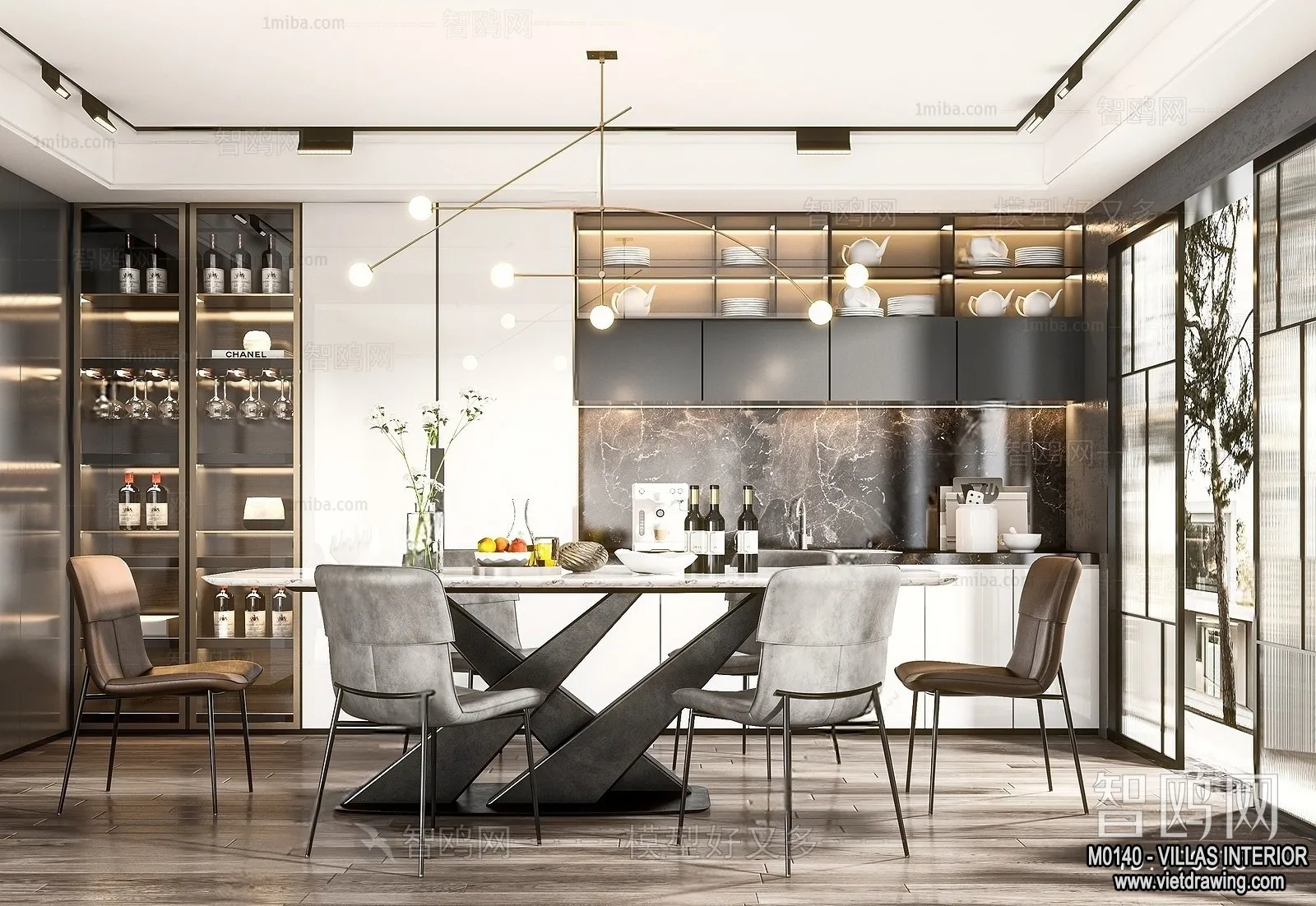 Dining Room - Villas 3D Interior Scene - 3D Models - 042