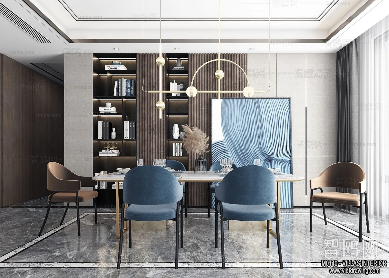 Dining Room - Villas 3D Interior Scene - 3D Models - 043