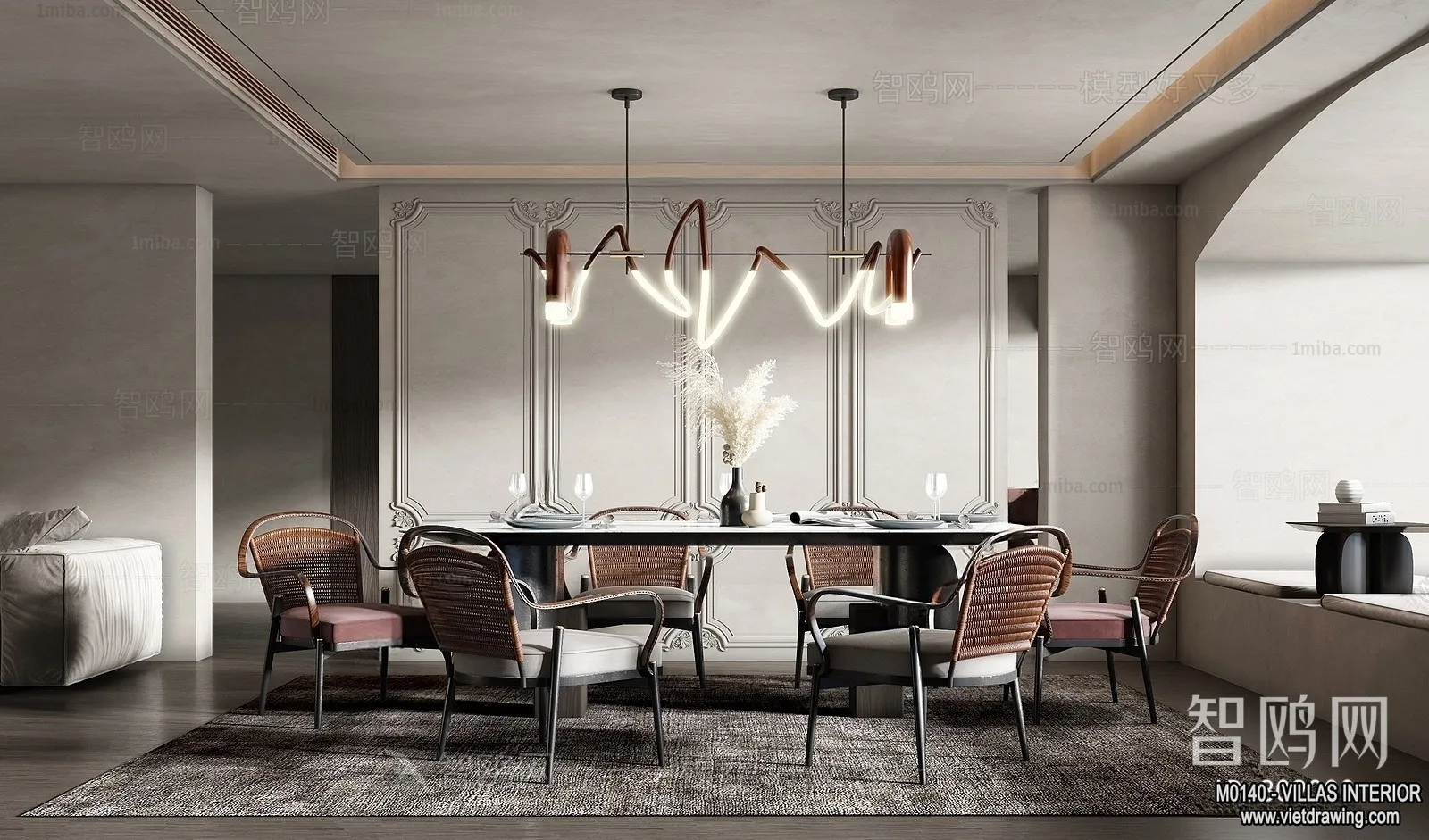 Dining Room - Villas 3D Interior Scene - 3D Models - 044