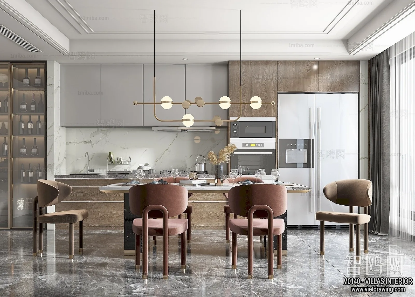 Dining Room - Villas 3D Interior Scene - 3D Models - 045