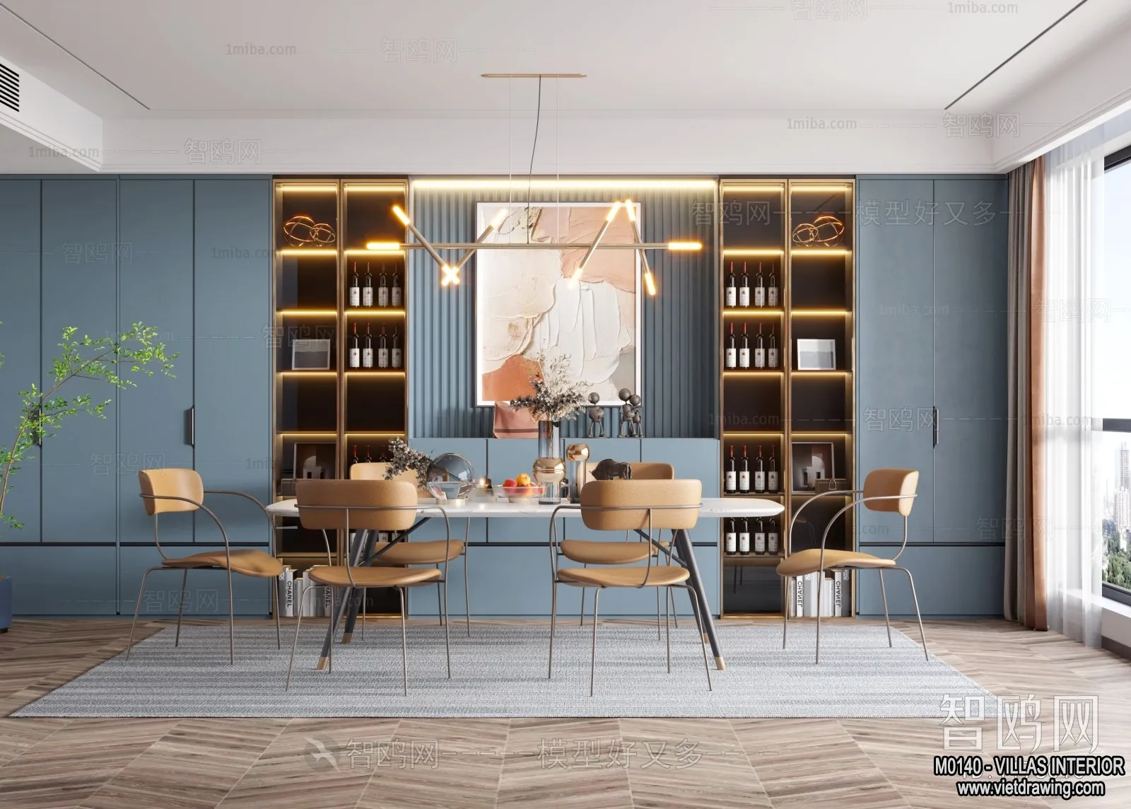 Dining Room - Villas 3D Interior Scene - 3D Models - 046