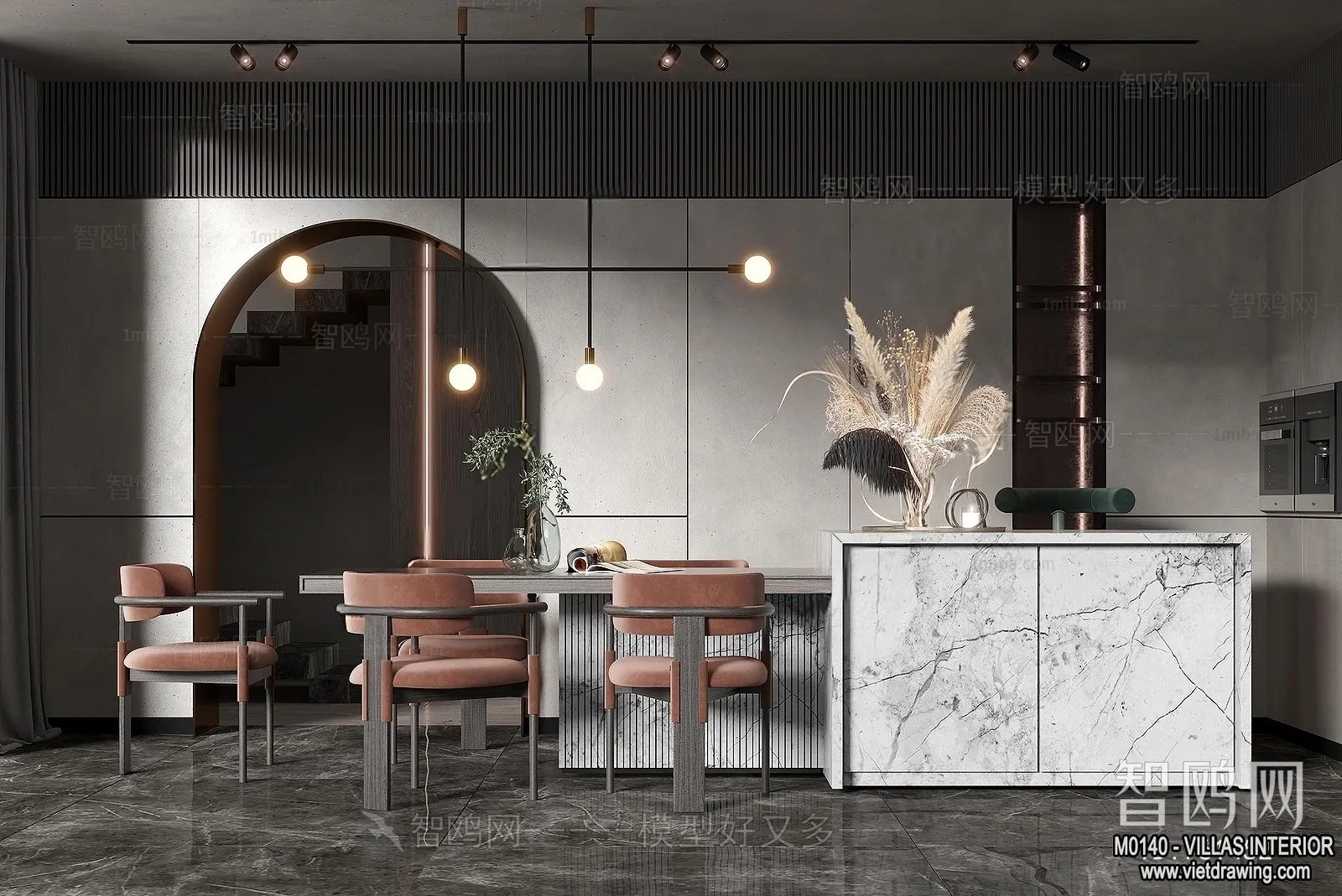 Dining Room - Villas 3D Interior Scene - 3D Models - 047