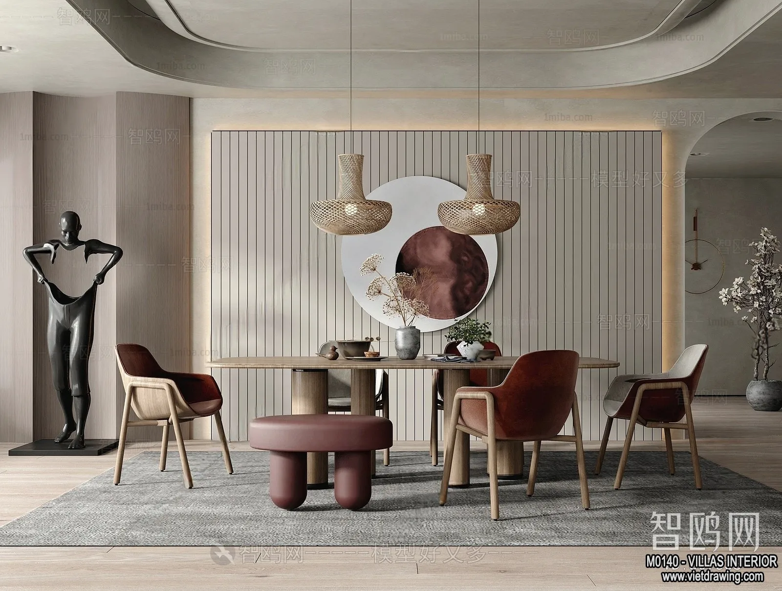 Dining Room - Villas 3D Interior Scene - 3D Models - 049