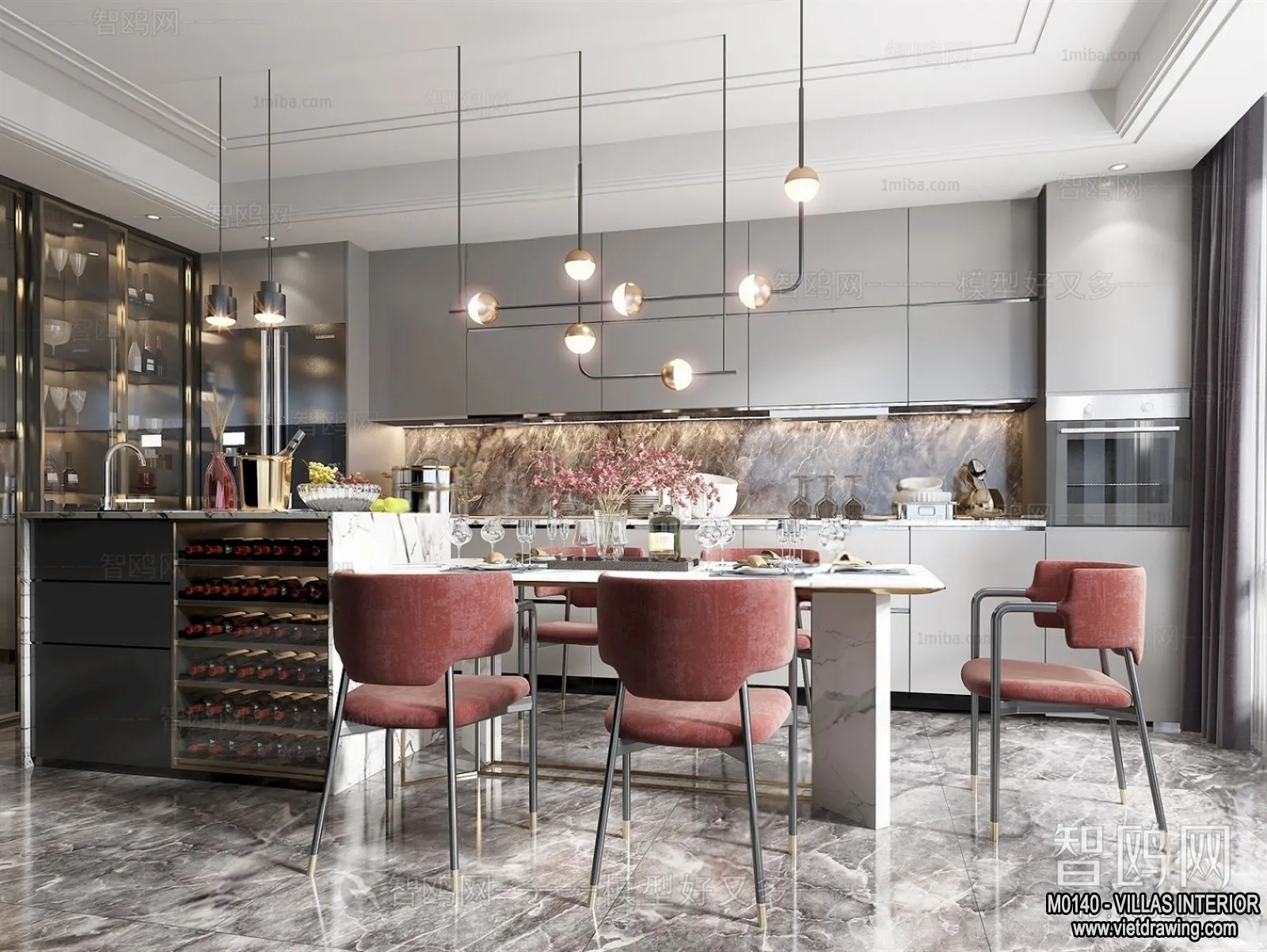 Dining Room - Villas 3D Interior Scene - 3D Models - 051