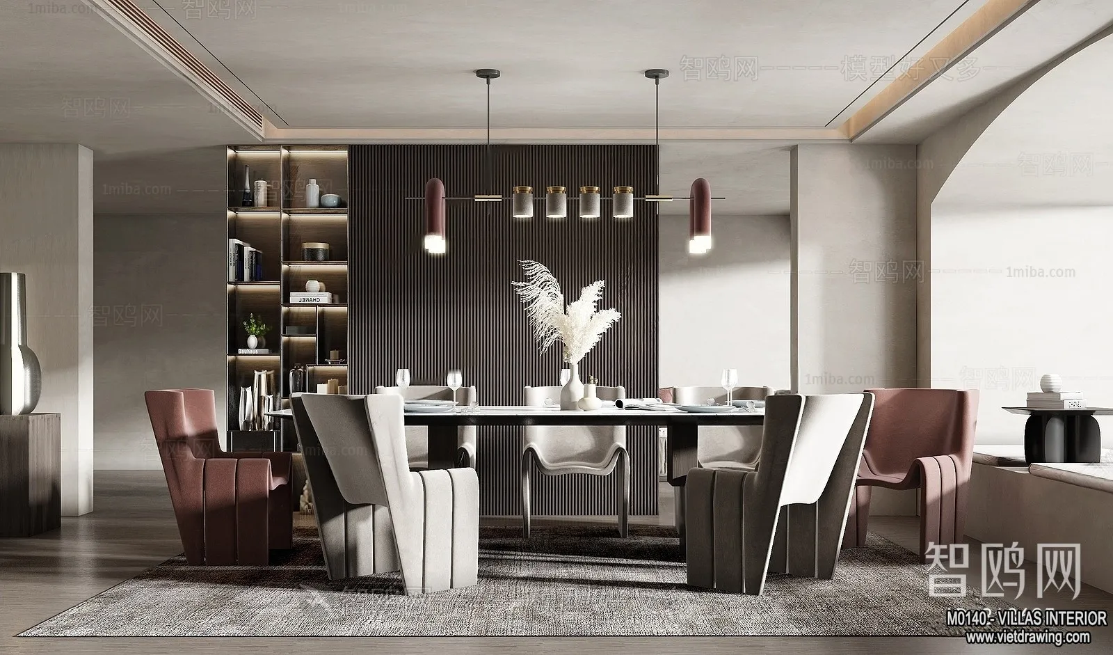 Dining Room - Villas 3D Interior Scene - 3D Models - 052