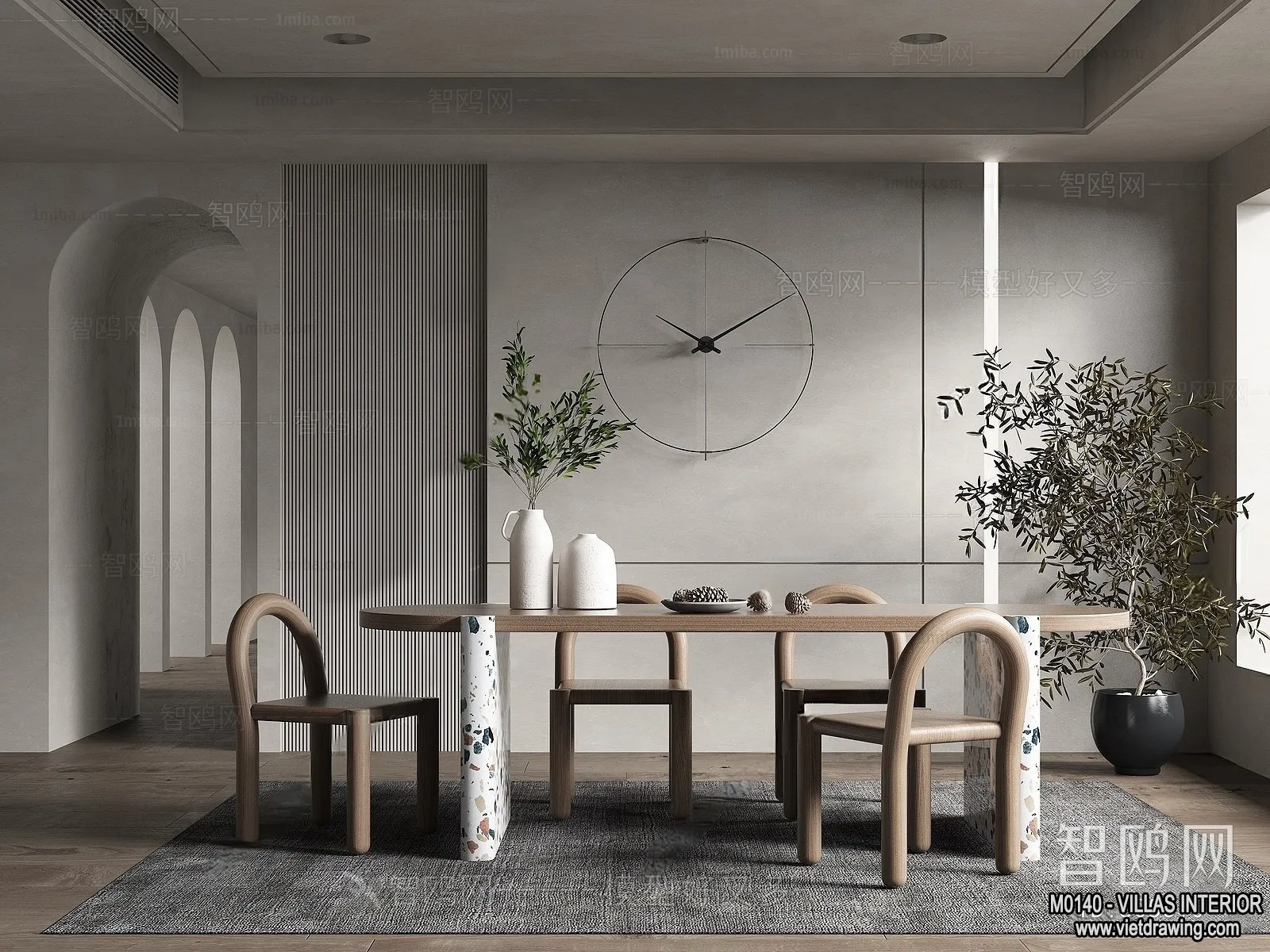 Dining Room - Villas 3D Interior Scene - 3D Models - 053
