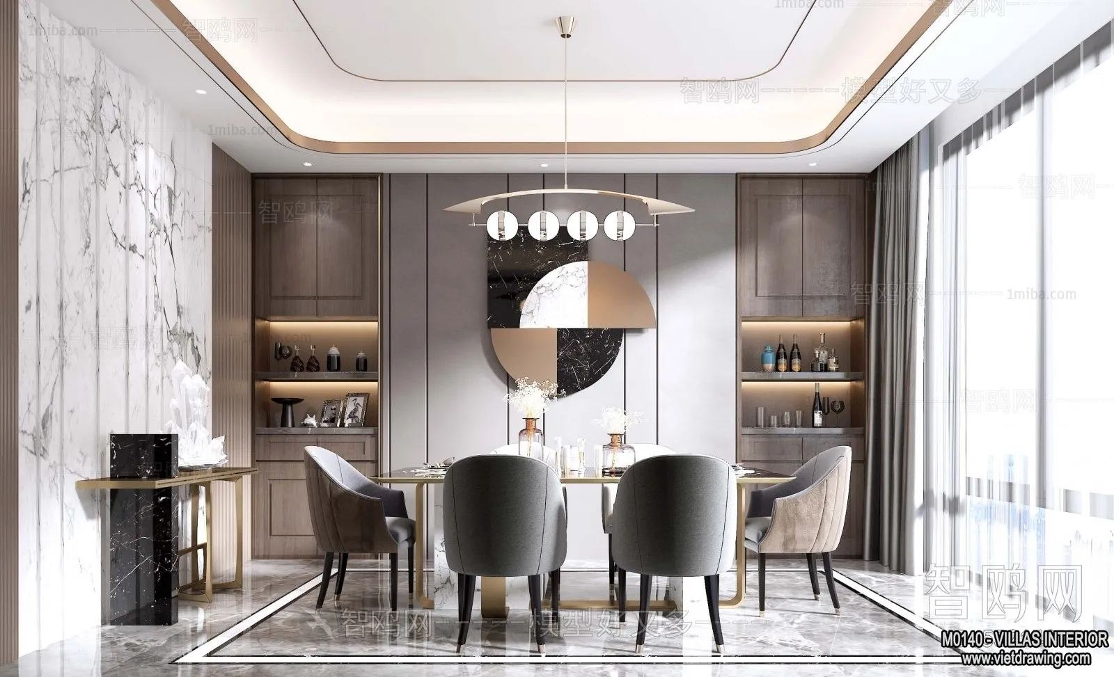 Dining Room - Villas 3D Interior Scene - 3D Models - 054