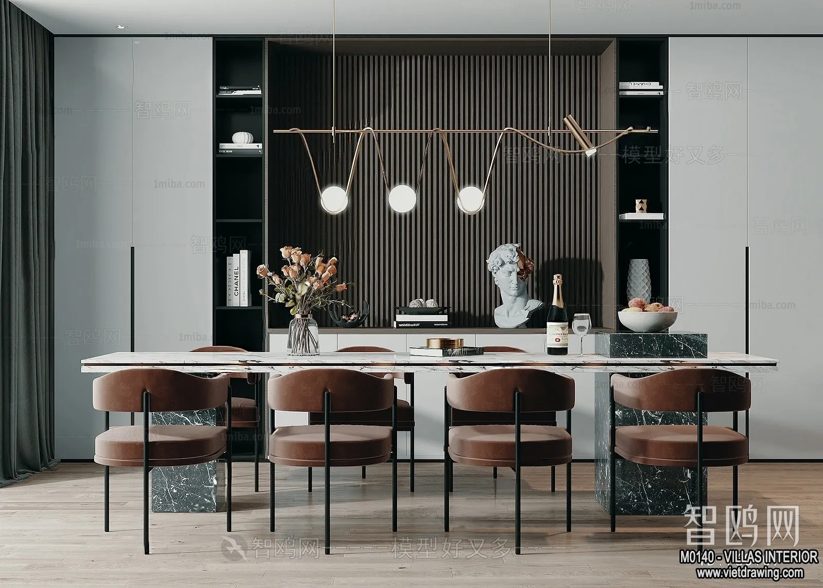 Dining Room - Villas 3D Interior Scene - 3D Models - 058