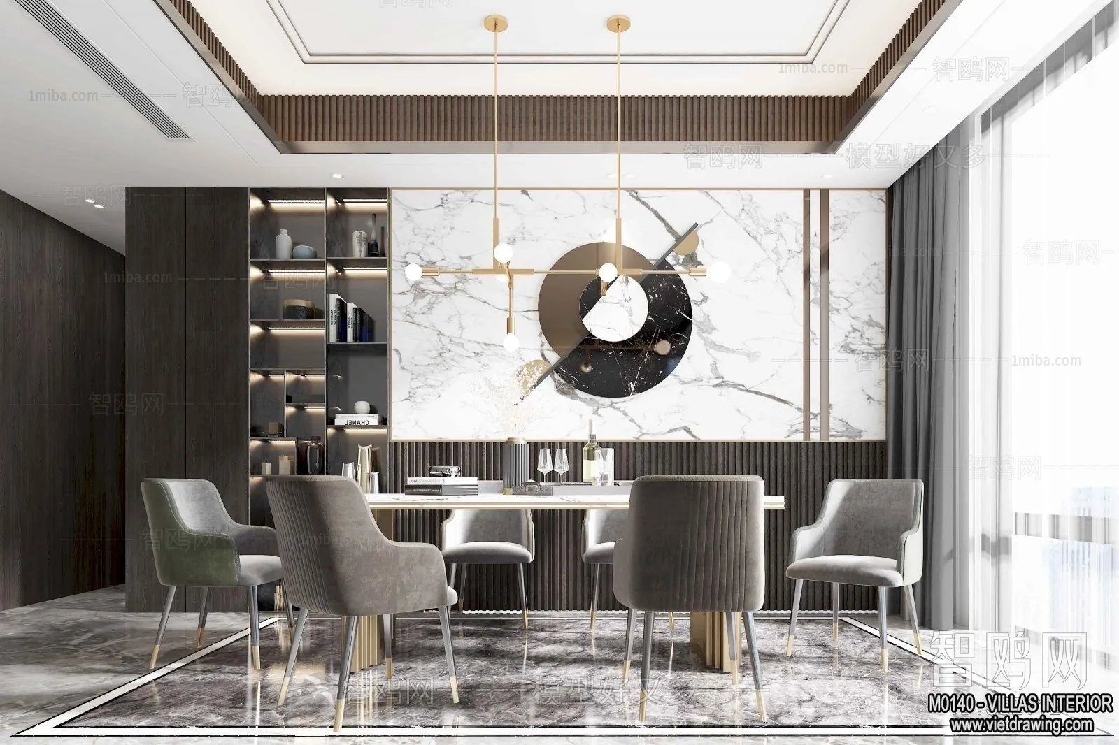 Dining Room - Villas 3D Interior Scene - 3D Models - 059